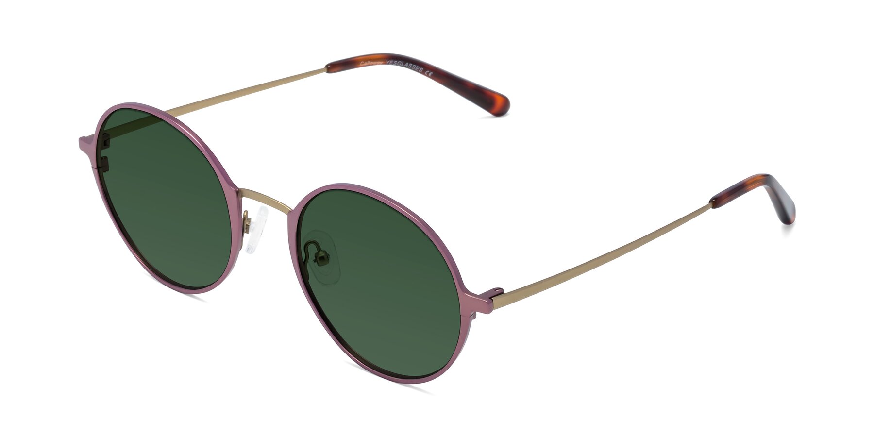 Angle of Calloway in Violet-Copper with Green Tinted Lenses