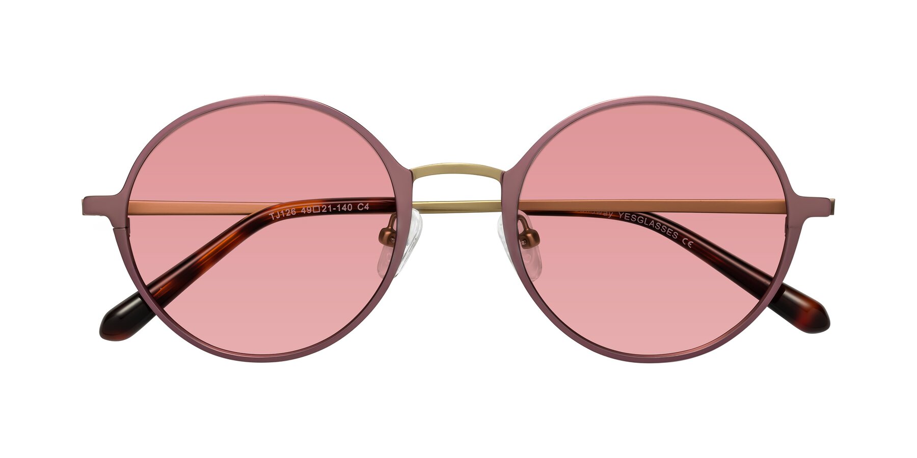 Folded Front of Calloway in Violet-Copper with Medium Garnet Tinted Lenses