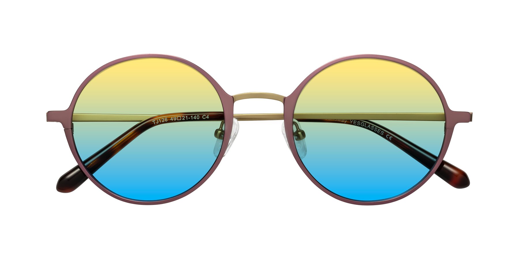 Folded Front of Calloway in Violet-Copper with Yellow / Blue Gradient Lenses