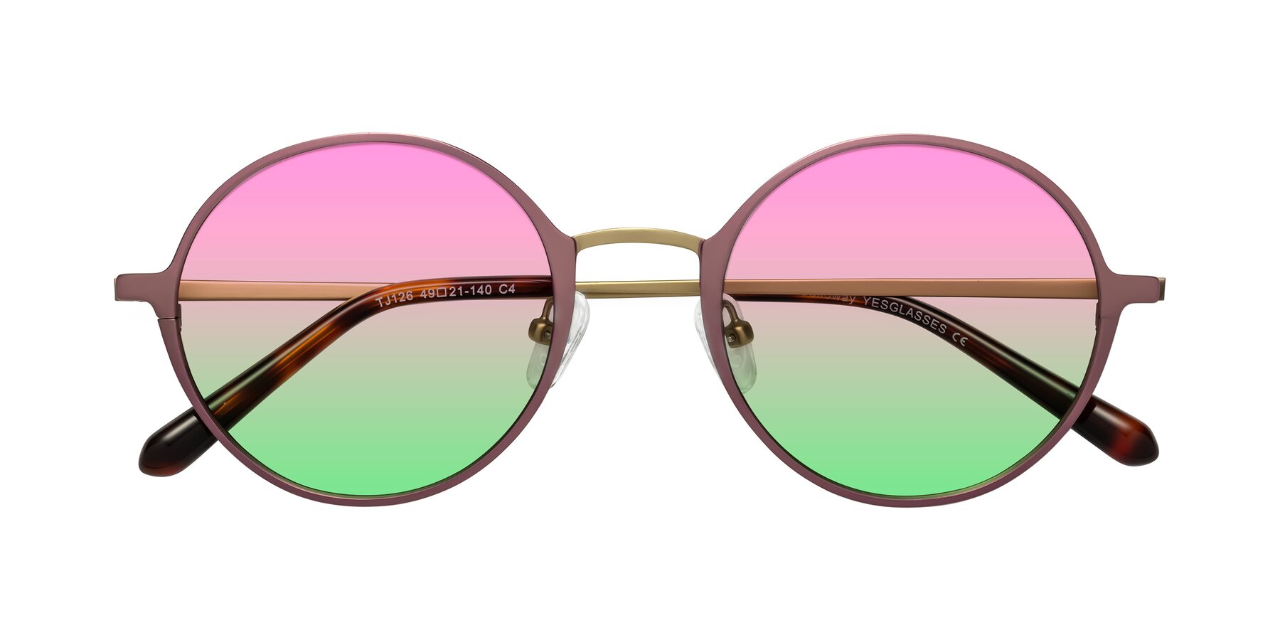 Folded Front of Calloway in Violet-Copper with Pink / Green Gradient Lenses