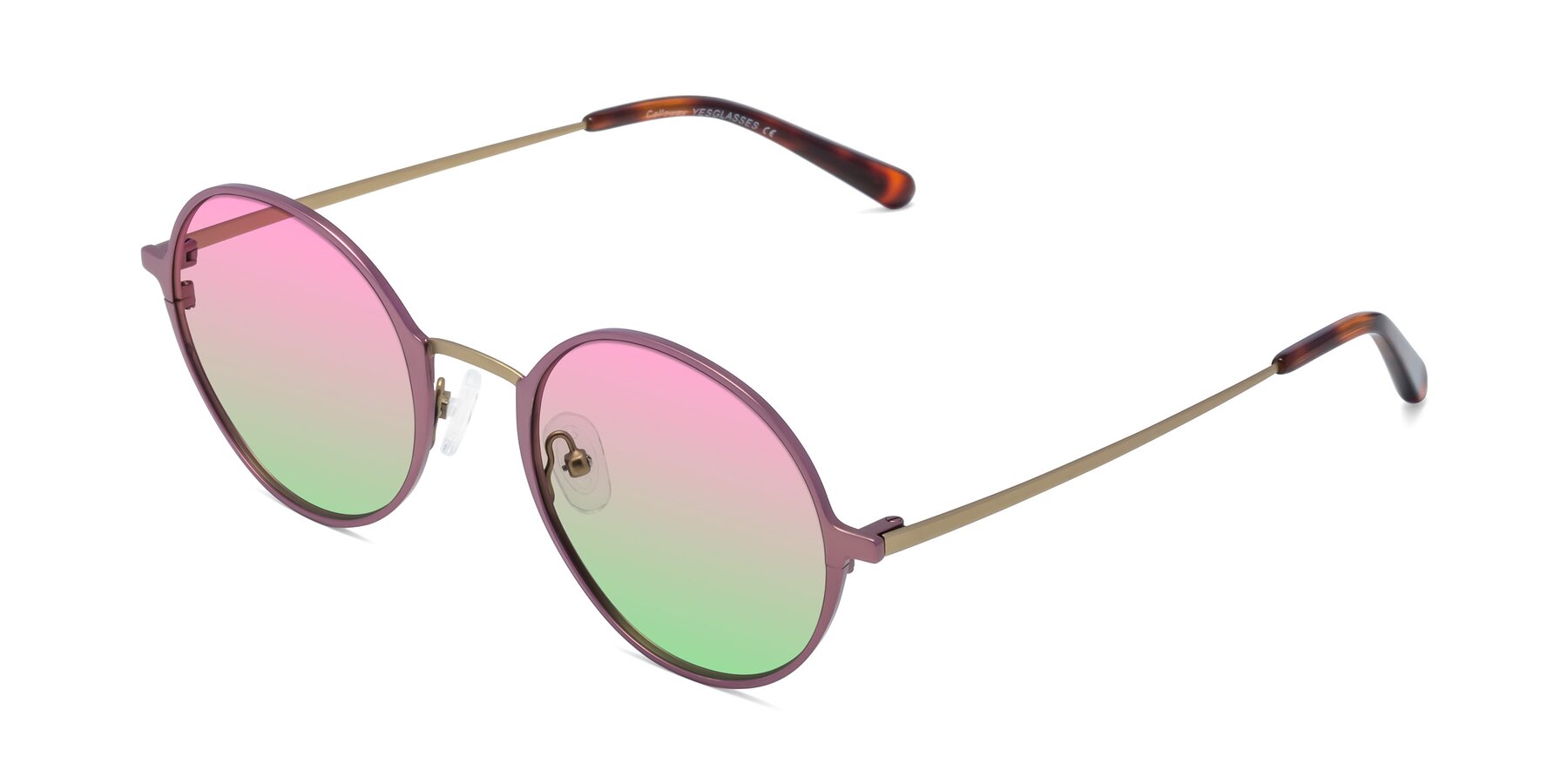 Angle of Calloway in Violet-Copper with Pink / Green Gradient Lenses