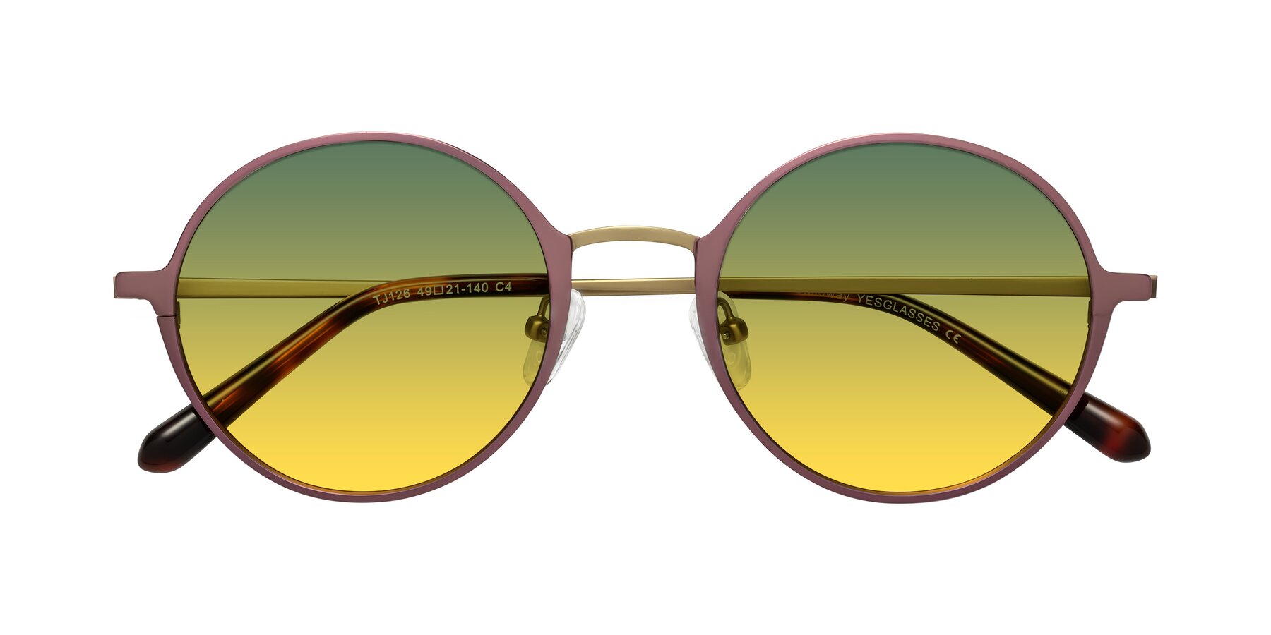 Folded Front of Calloway in Violet-Copper with Green / Yellow Gradient Lenses