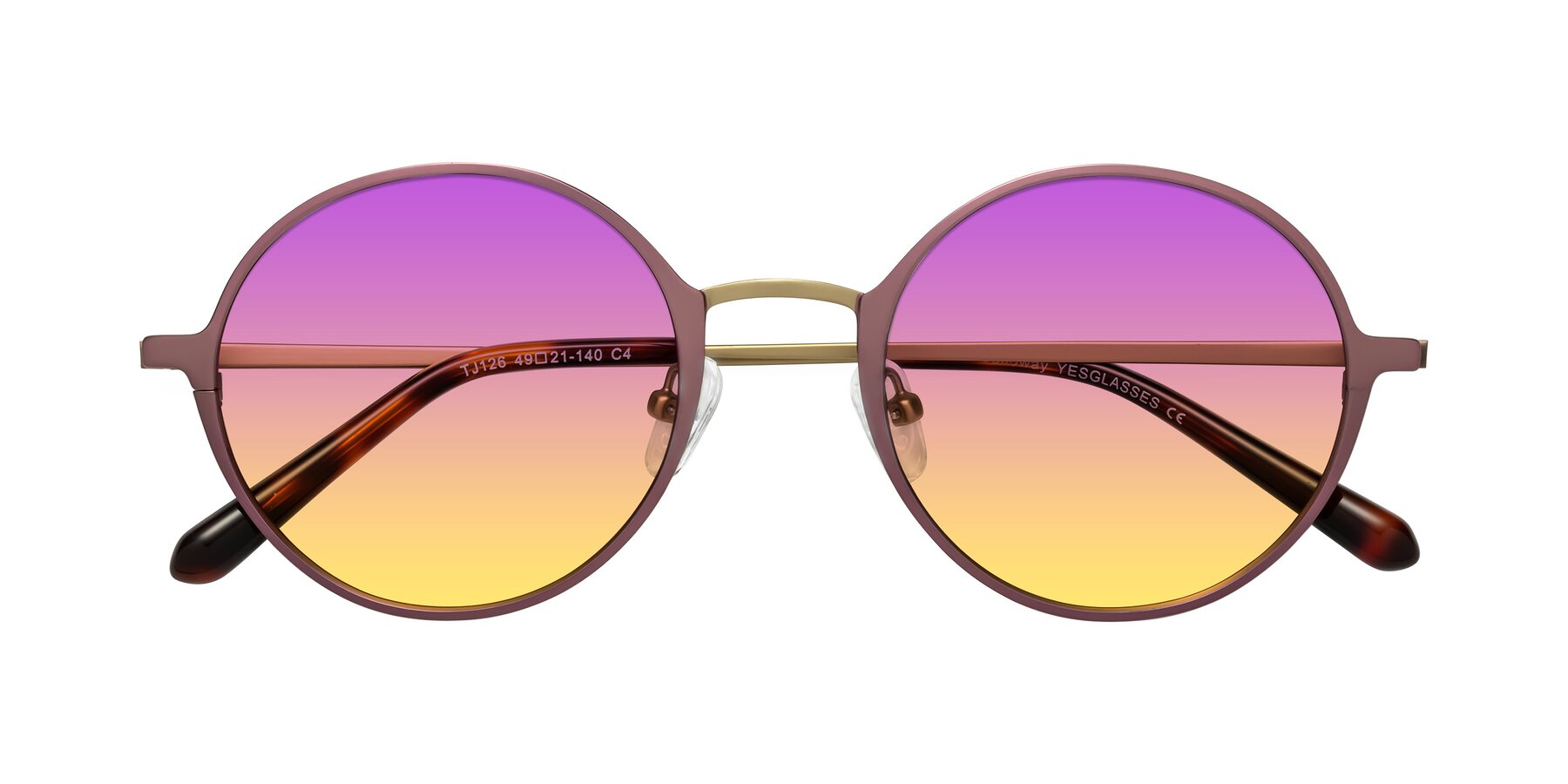 Folded Front of Calloway in Violet-Copper with Purple / Yellow Gradient Lenses