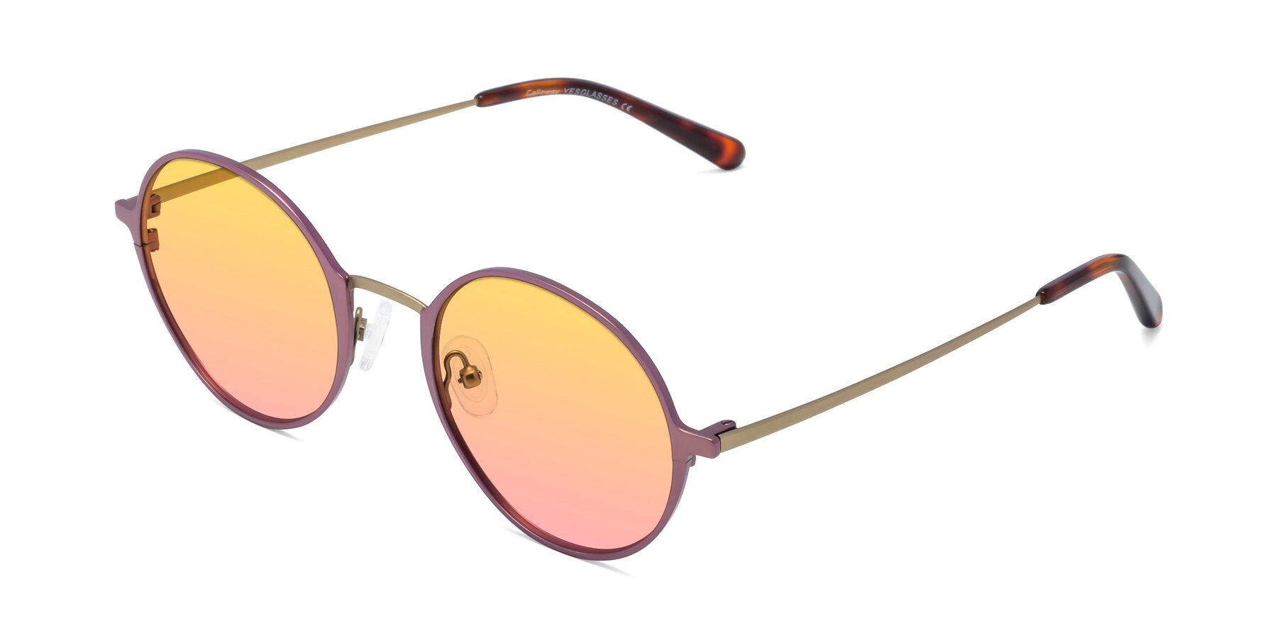 Angle of Calloway in Violet-Copper with Yellow / Pink Gradient Lenses