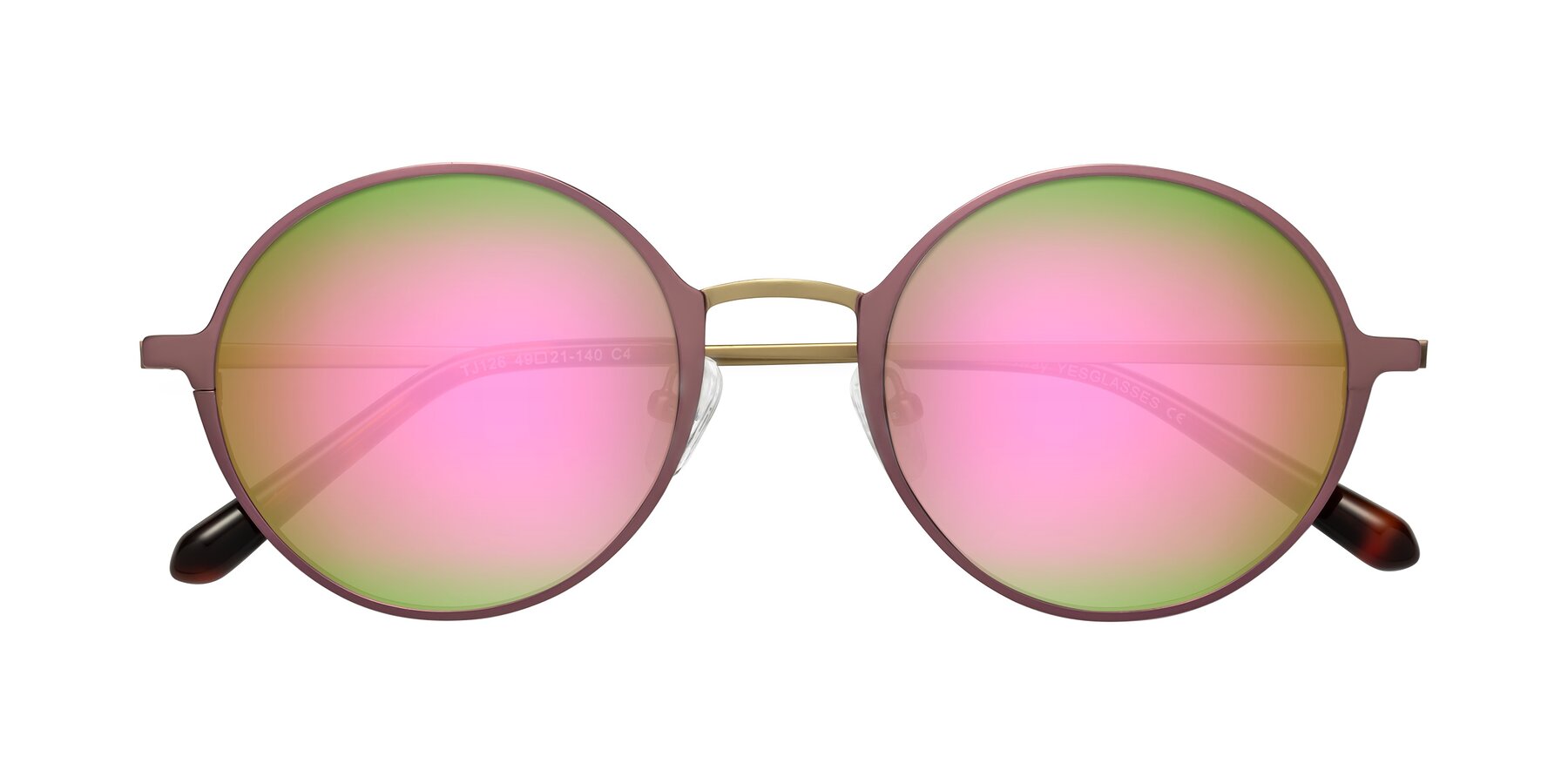Folded Front of Calloway in Violet-Copper with Pink Mirrored Lenses