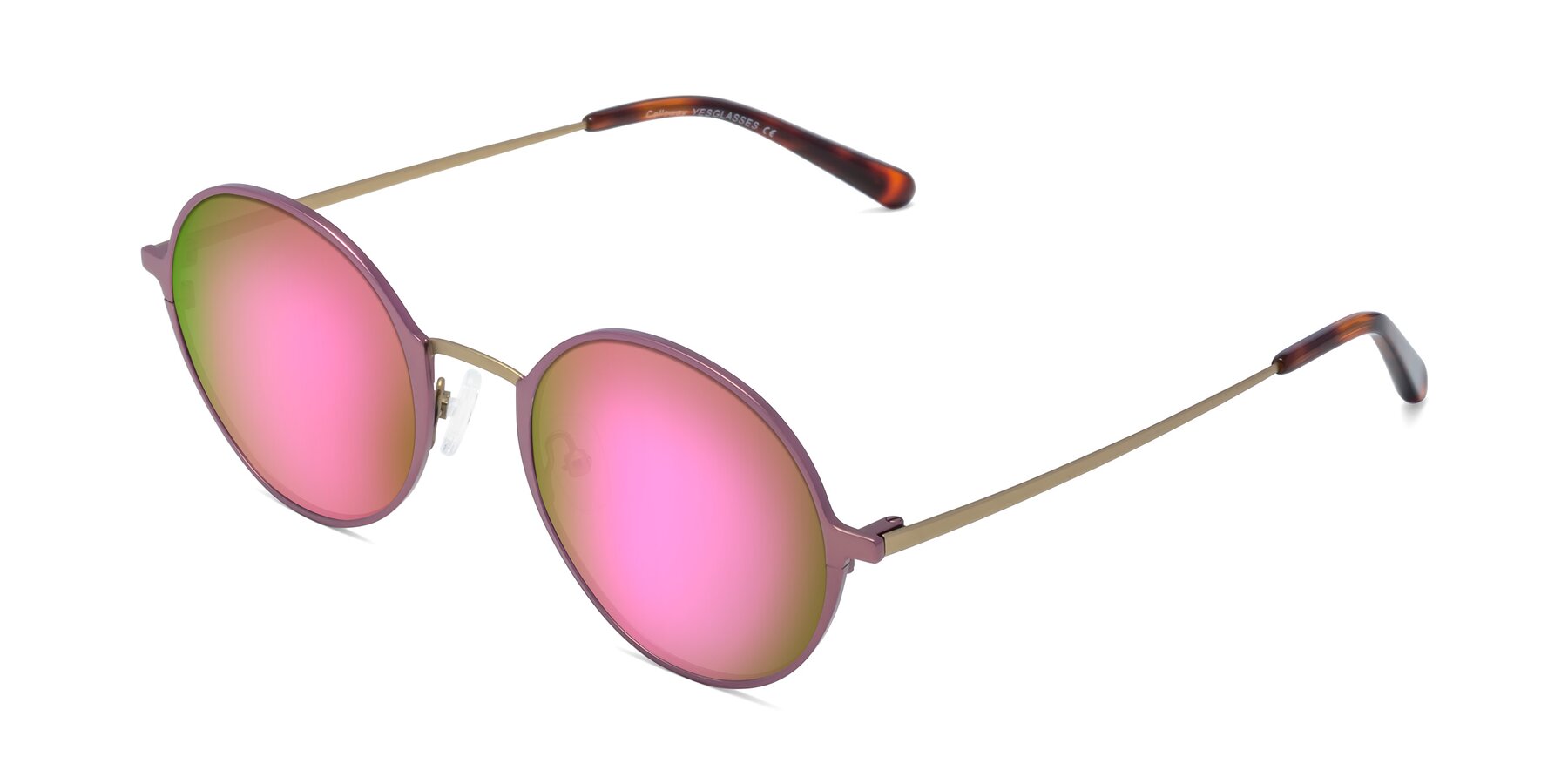 Angle of Calloway in Violet-Copper with Pink Mirrored Lenses