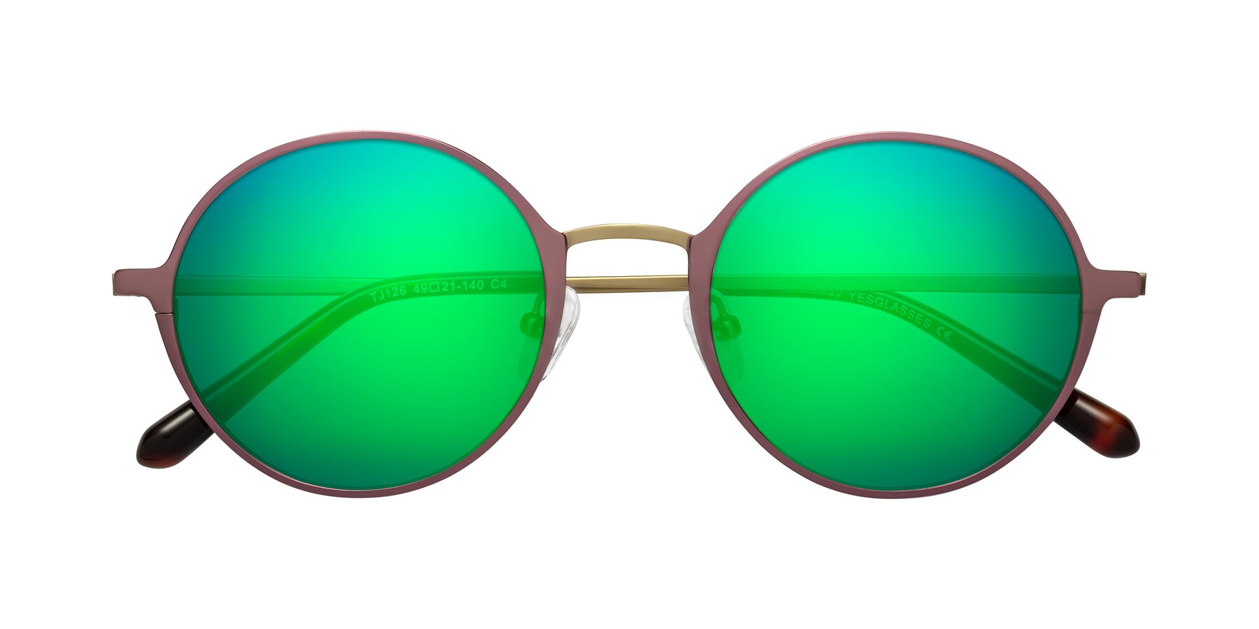 Folded Front of Calloway in Violet-Copper with Green Mirrored Lenses