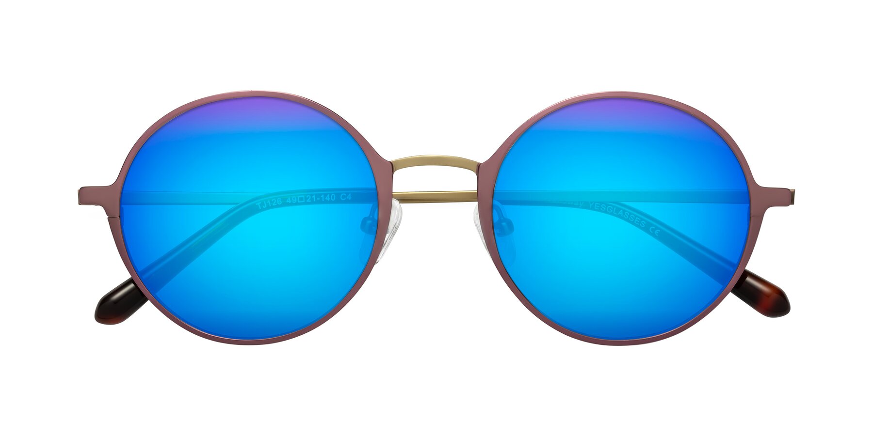Folded Front of Calloway in Violet-Copper with Blue Mirrored Lenses