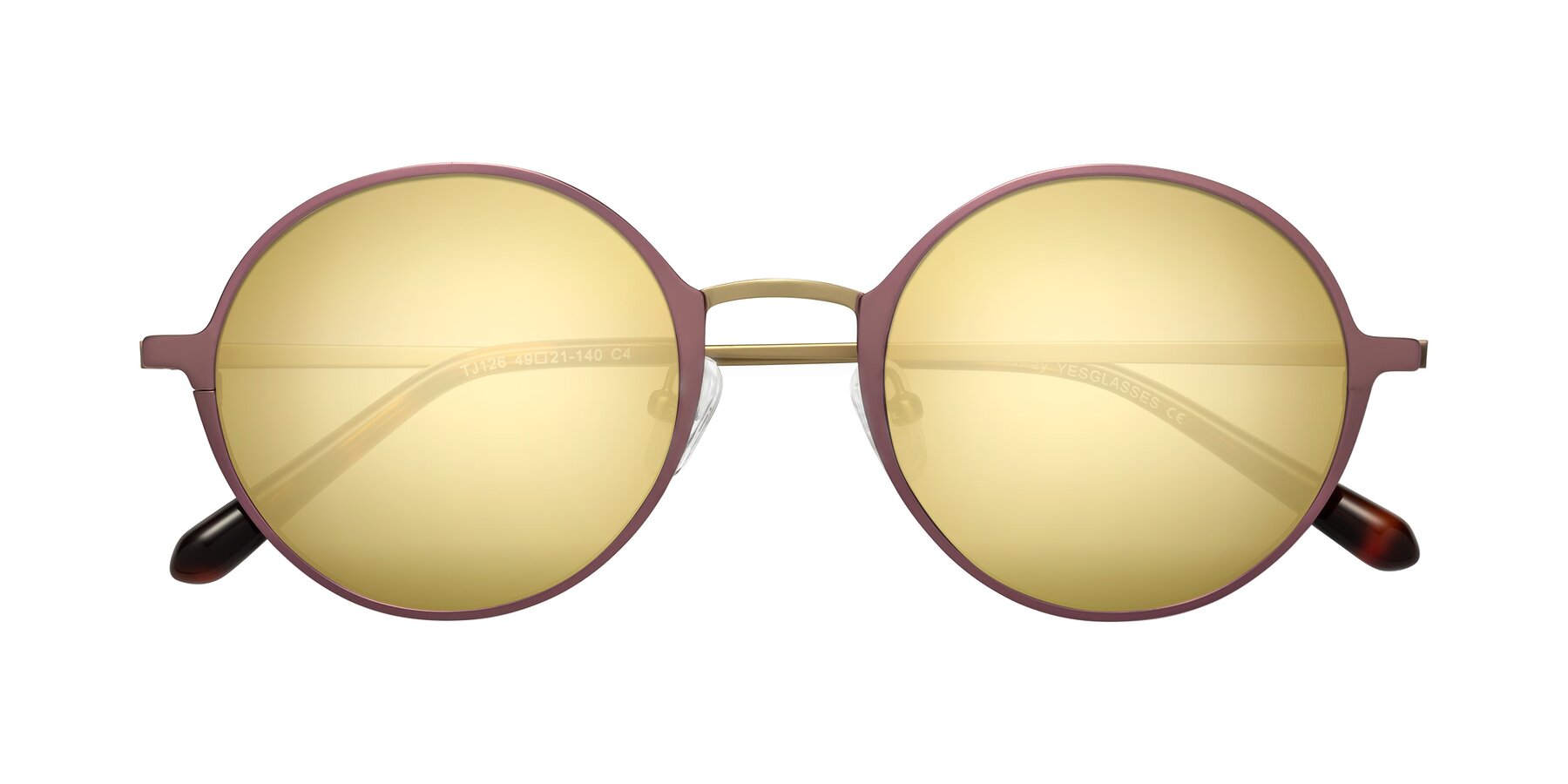 Folded Front of Calloway in Violet-Copper with Gold Mirrored Lenses