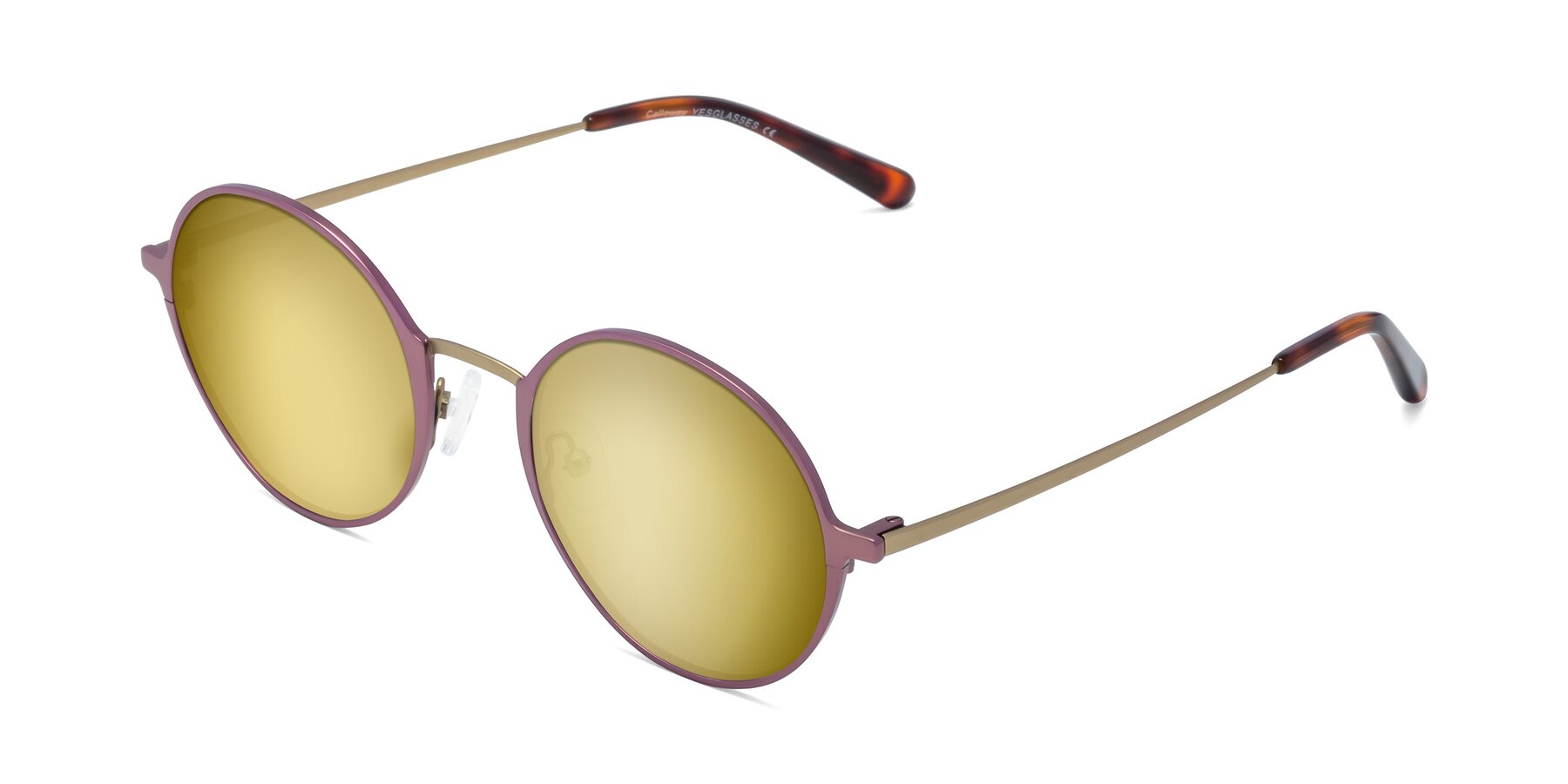 Angle of Calloway in Violet-Copper with Gold Mirrored Lenses