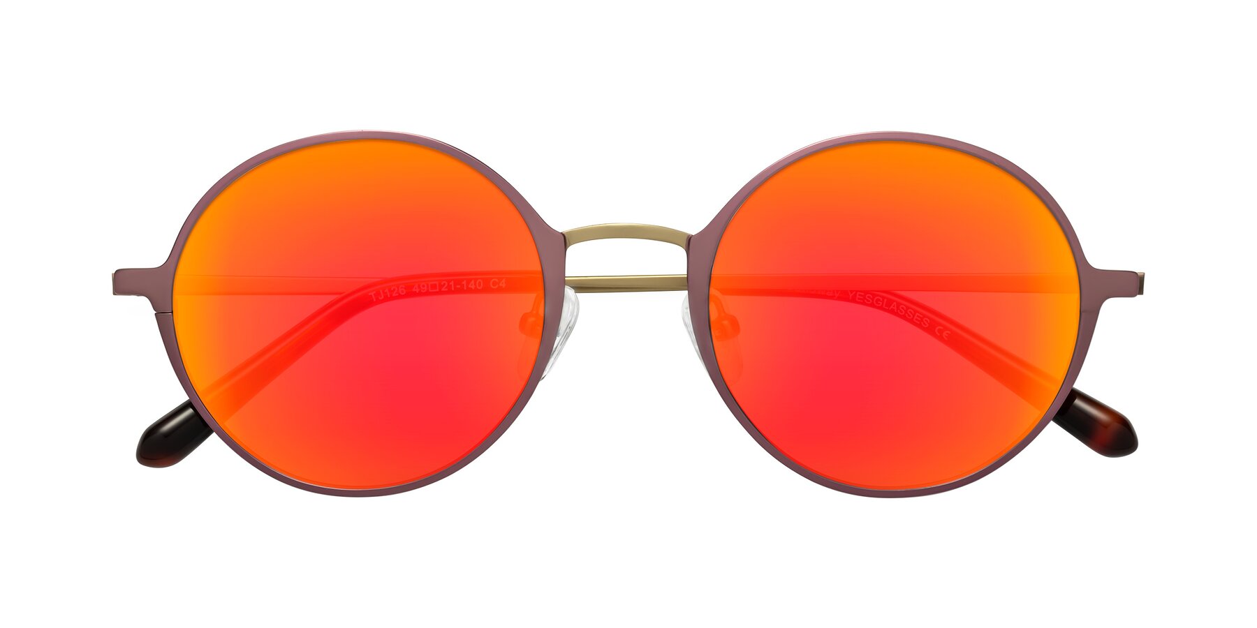 Folded Front of Calloway in Violet-Copper with Red Gold Mirrored Lenses