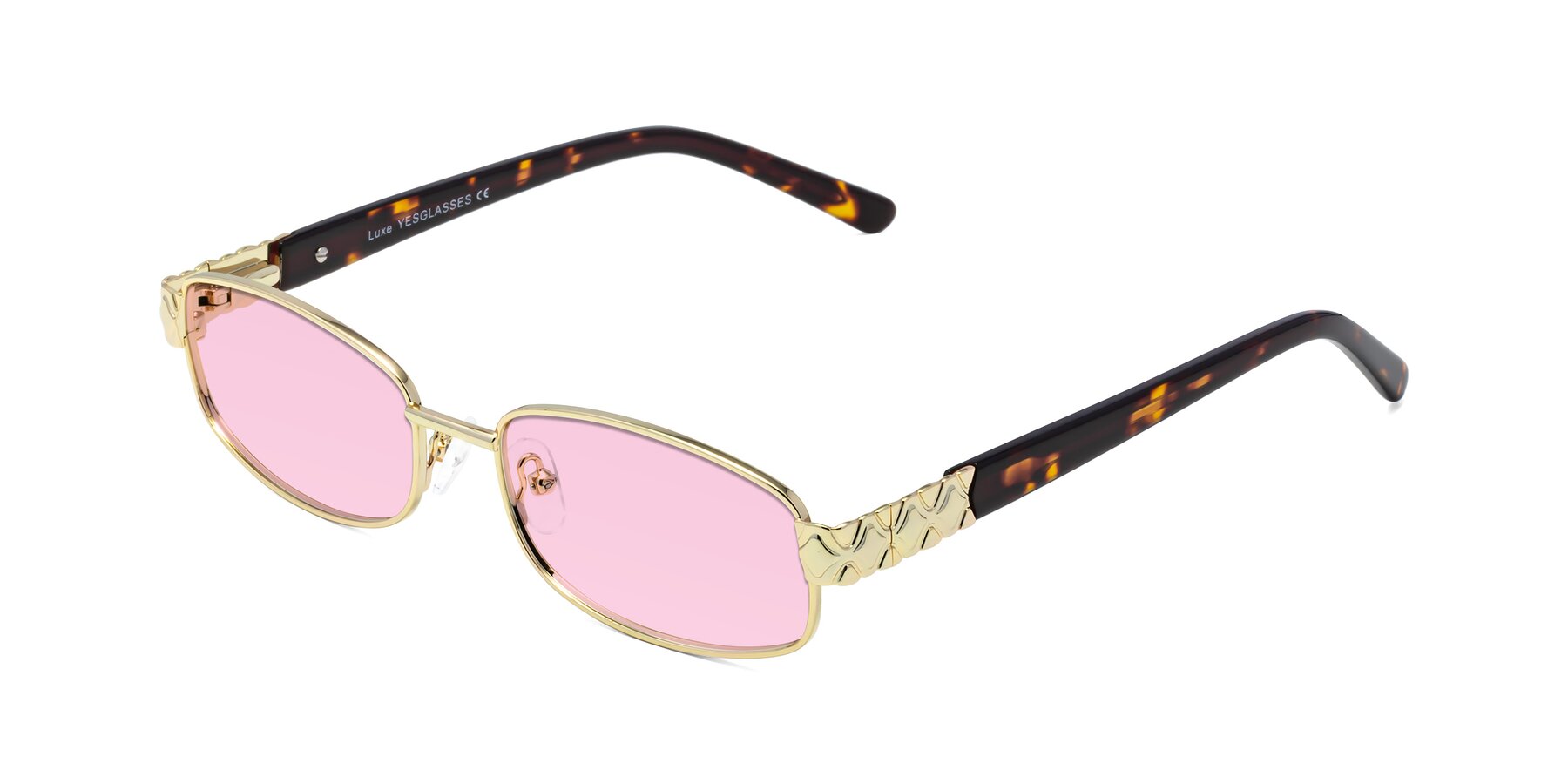 Angle of Luxe in Gold with Light Pink Tinted Lenses