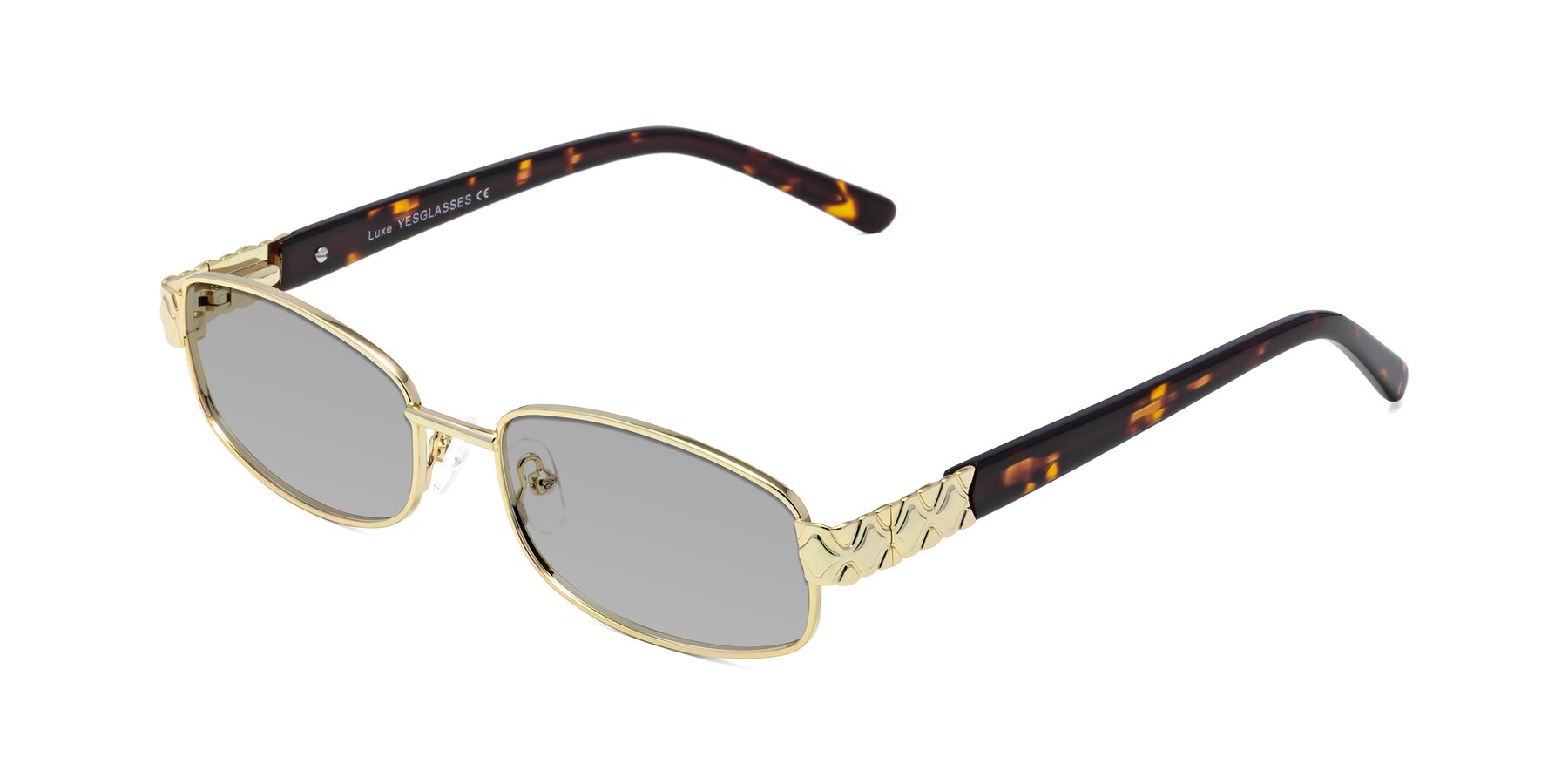 Angle of Luxe in Gold with Light Gray Tinted Lenses