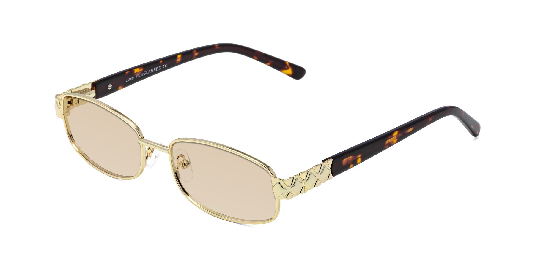 Angle of Luxe in Gold with Light Brown Tinted Lenses