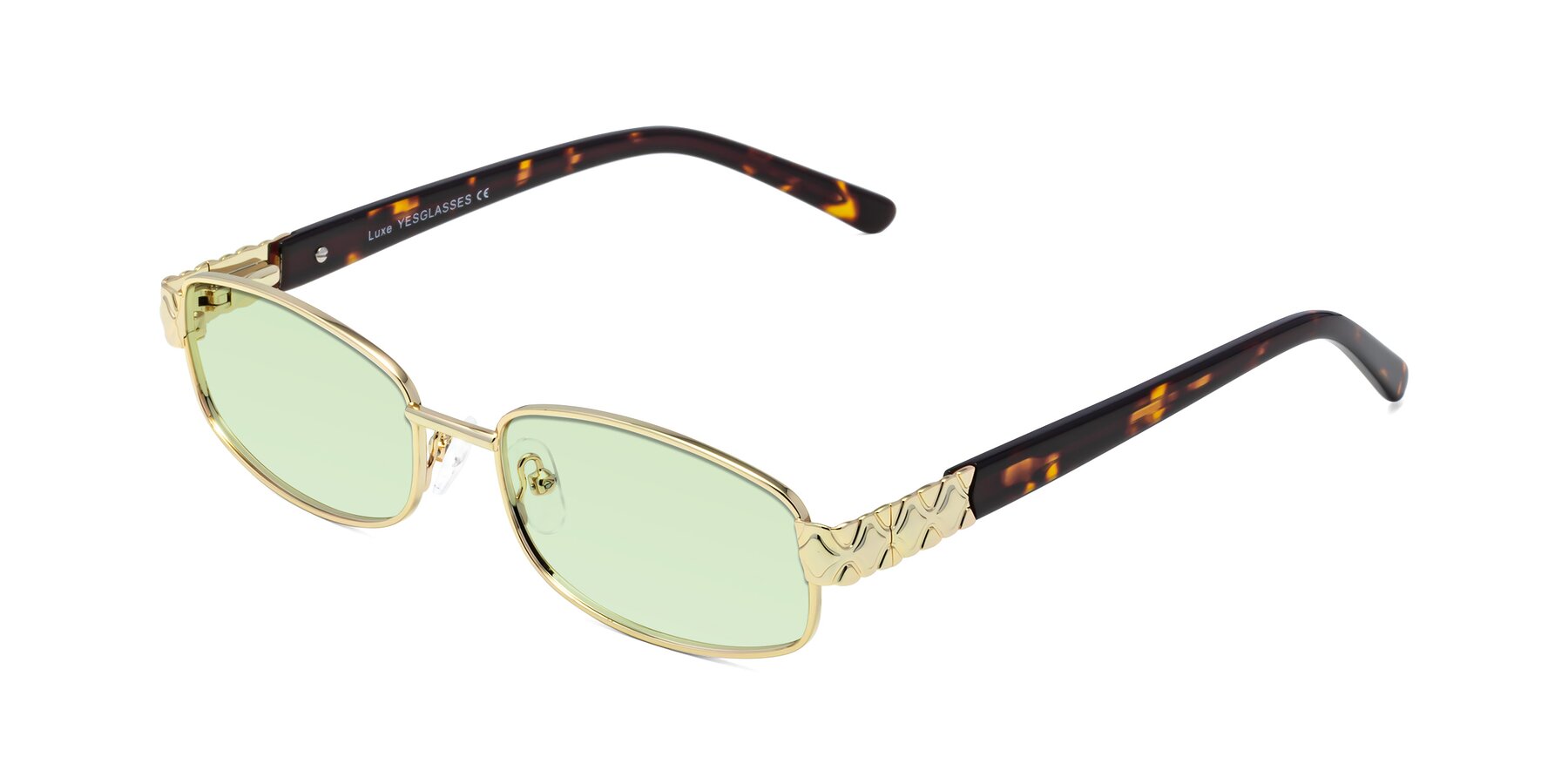 Angle of Luxe in Gold with Light Green Tinted Lenses