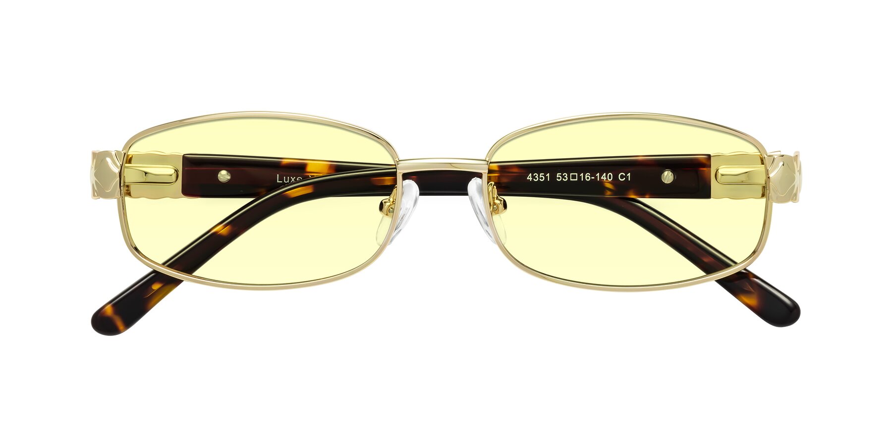 Folded Front of Luxe in Gold with Light Yellow Tinted Lenses