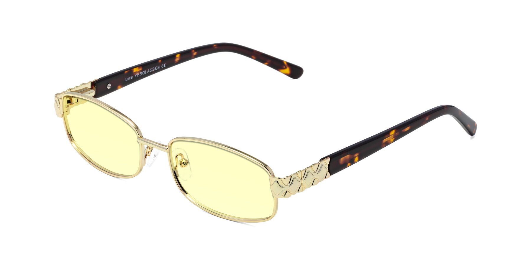 Angle of Luxe in Gold with Light Yellow Tinted Lenses