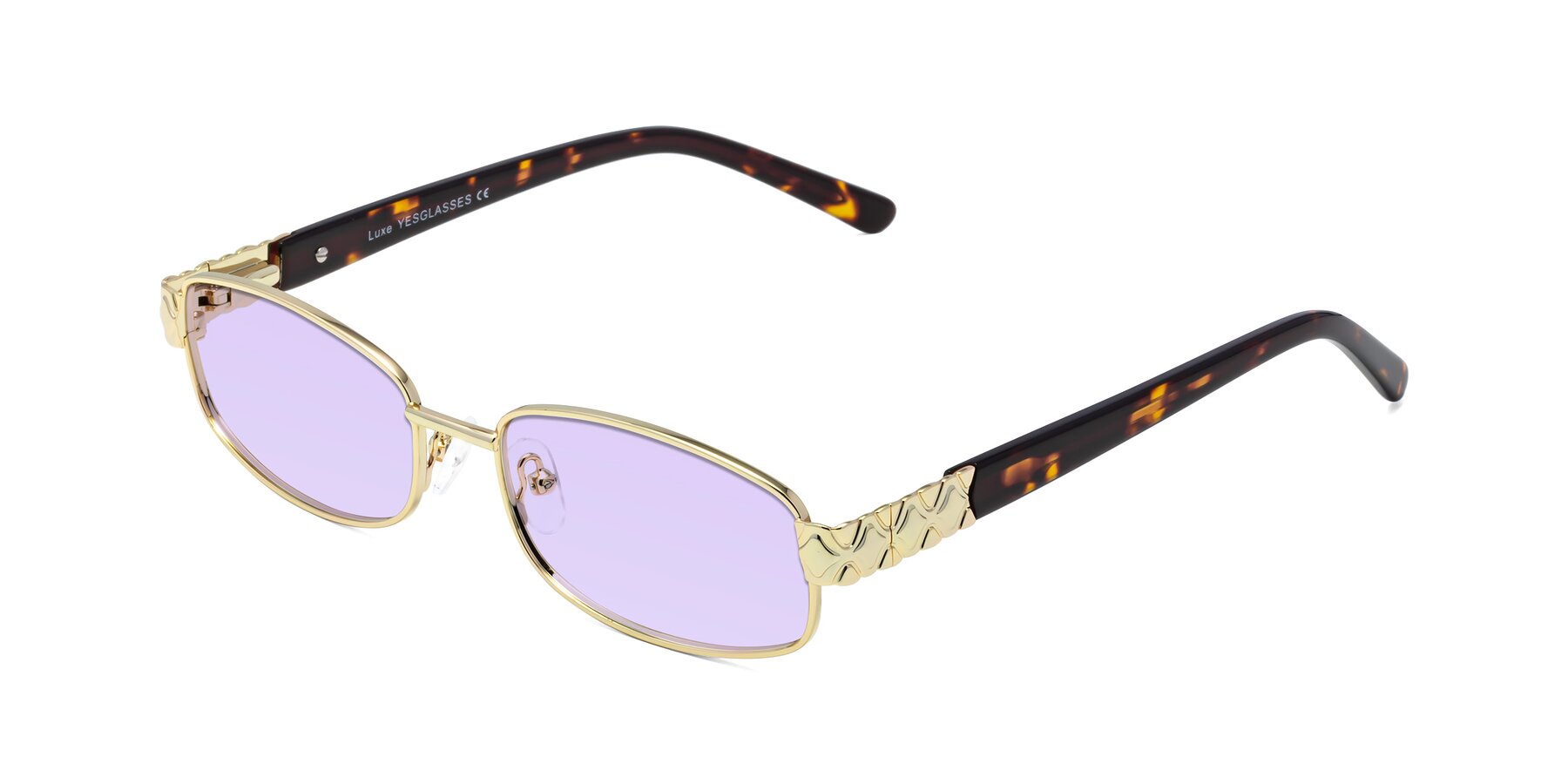 Angle of Luxe in Gold with Light Purple Tinted Lenses