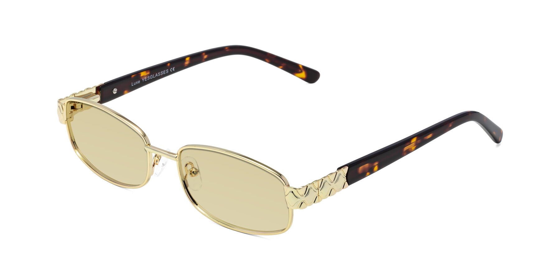 Angle of Luxe in Gold with Light Champagne Tinted Lenses