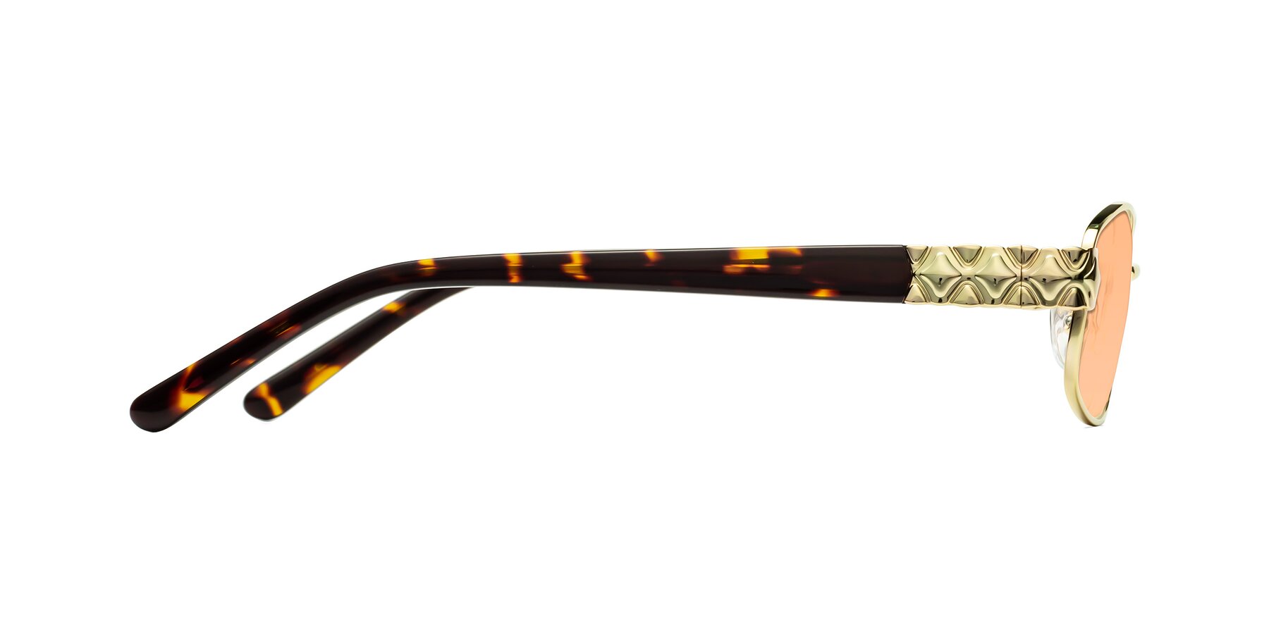 Side of Luxe in Gold with Light Orange Tinted Lenses