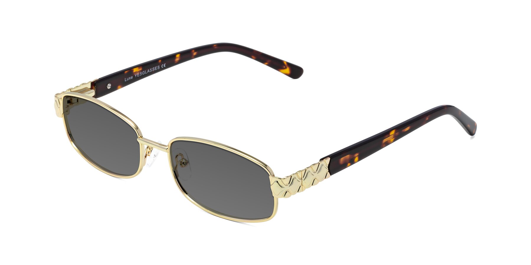 Angle of Luxe in Gold with Medium Gray Tinted Lenses
