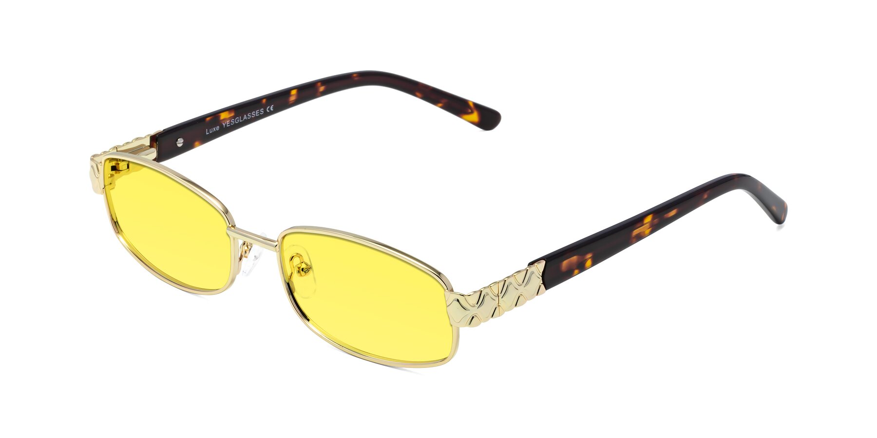 Angle of Luxe in Gold with Medium Yellow Tinted Lenses