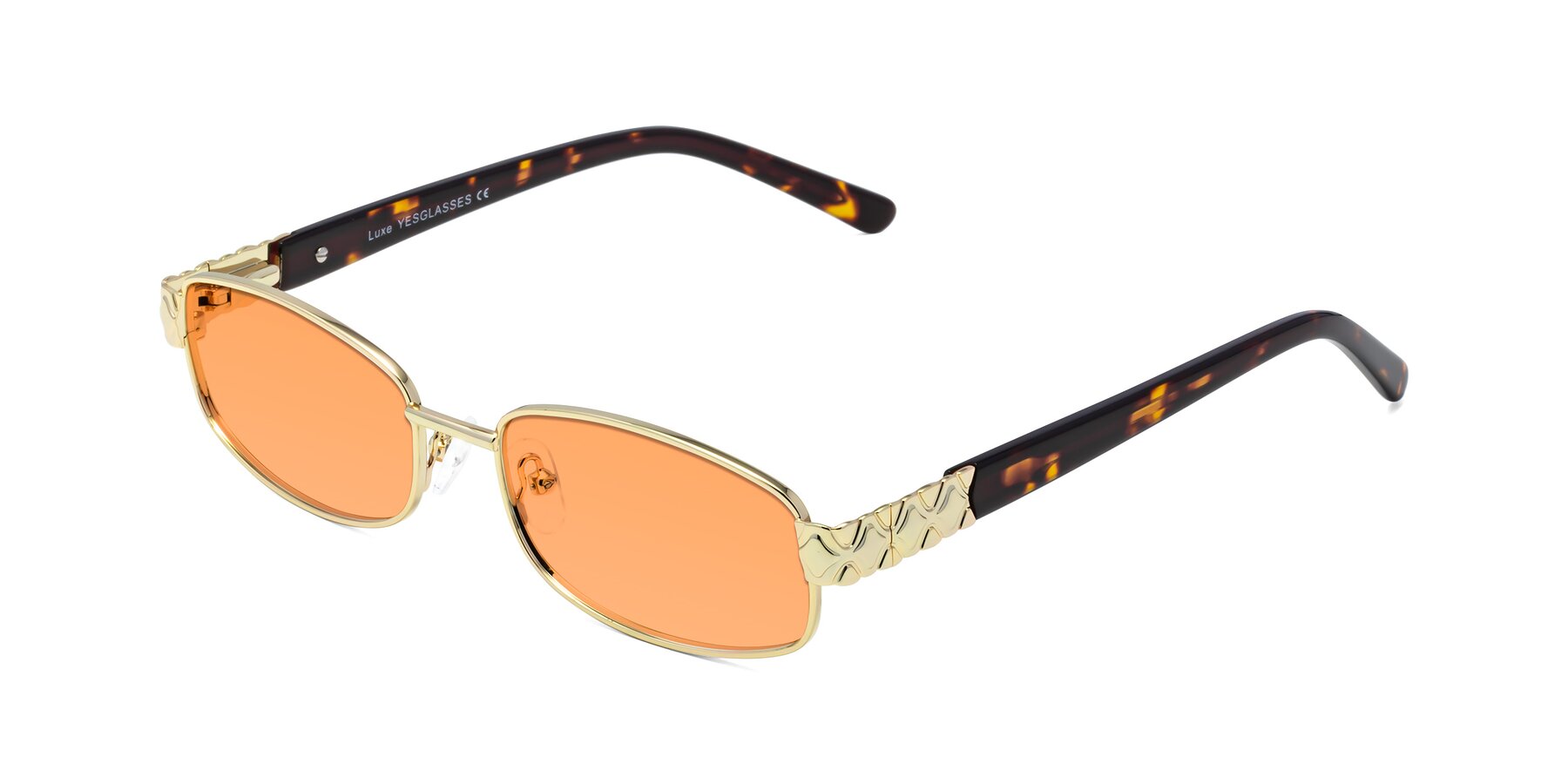 Angle of Luxe in Gold with Medium Orange Tinted Lenses