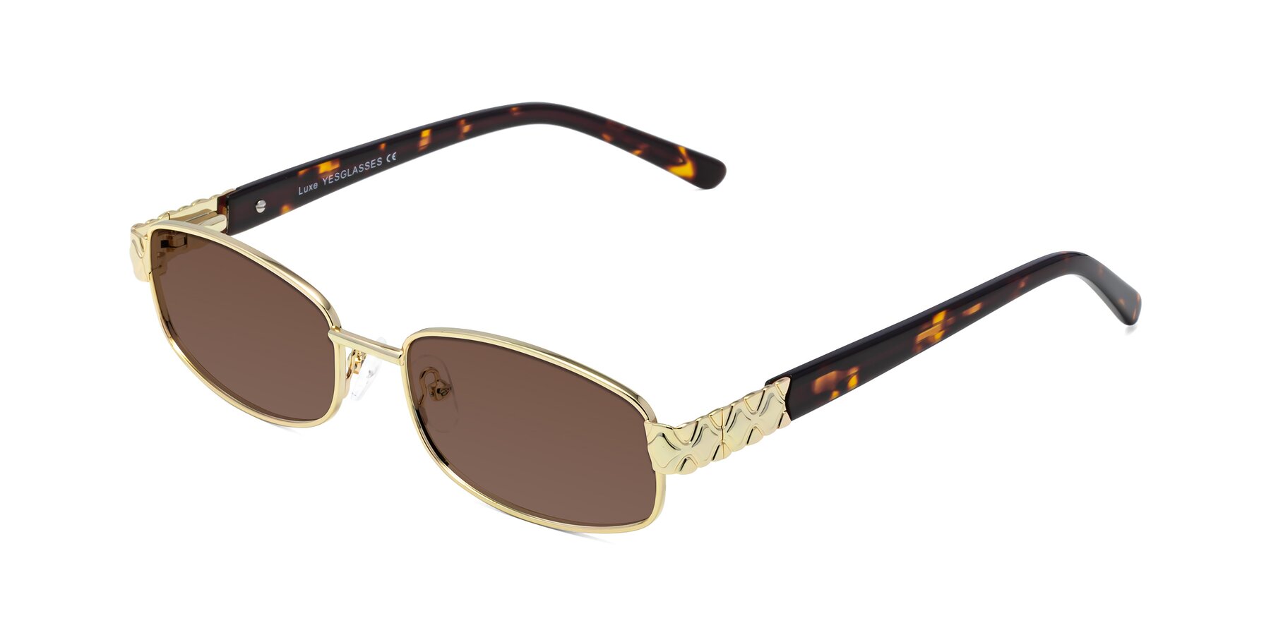 Angle of Luxe in Gold with Brown Tinted Lenses