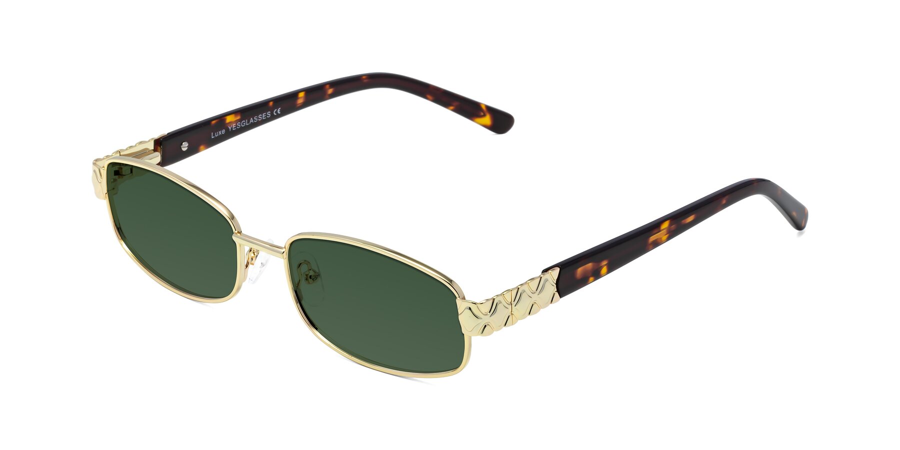 Angle of Luxe in Gold with Green Tinted Lenses