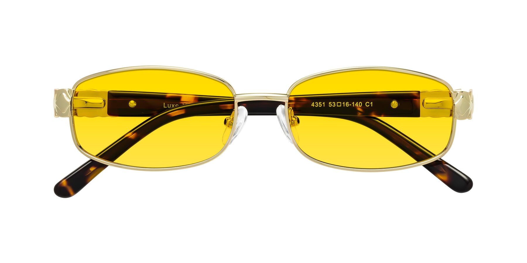 Folded Front of Luxe in Gold with Yellow Tinted Lenses