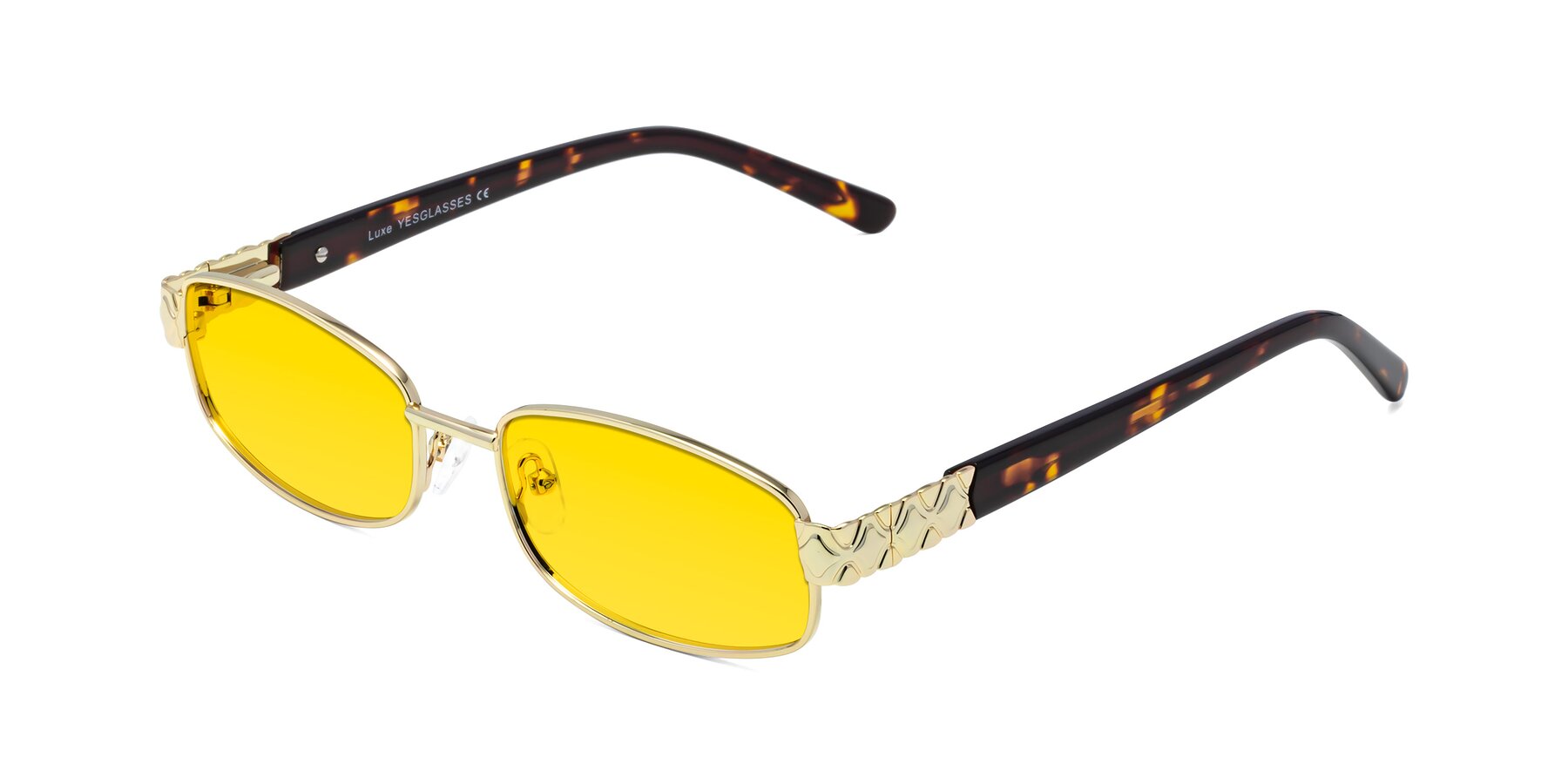 Angle of Luxe in Gold with Yellow Tinted Lenses