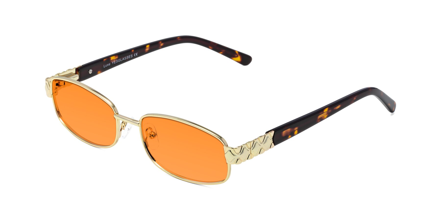 Angle of Luxe in Gold with Orange Tinted Lenses