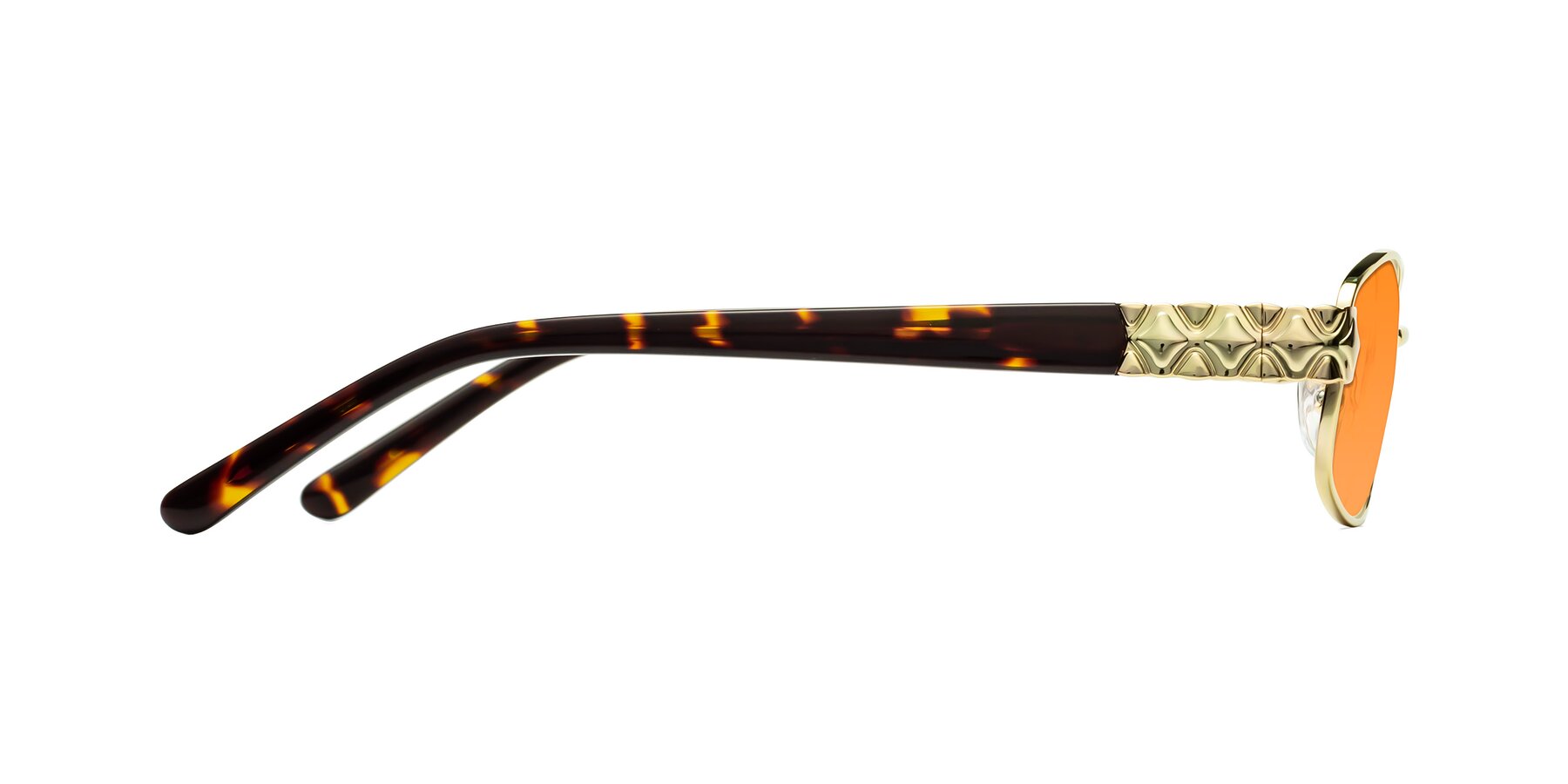 Side of Luxe in Gold with Orange Tinted Lenses