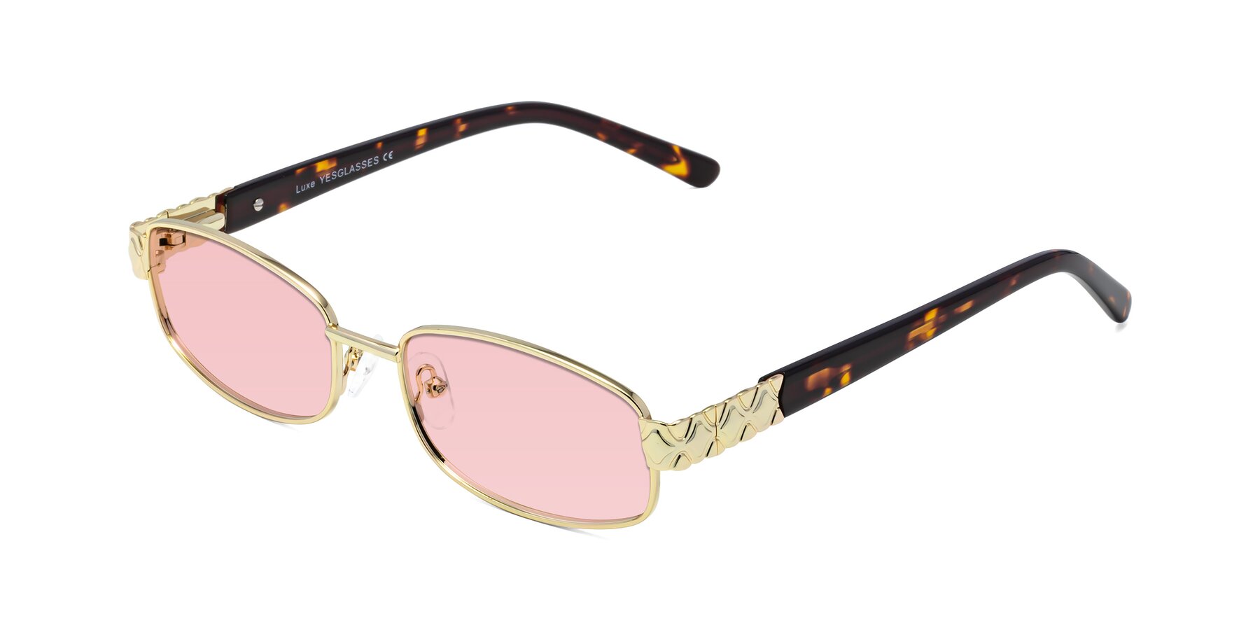 Angle of Luxe in Gold with Light Garnet Tinted Lenses