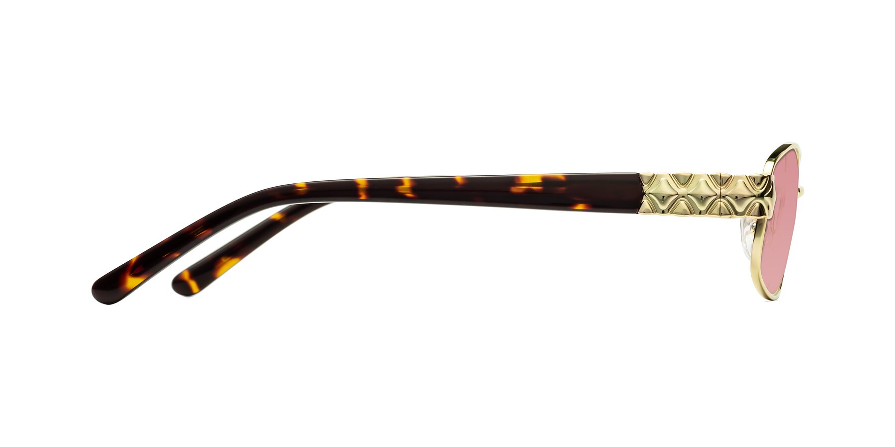 Side of Luxe in Gold with Medium Garnet Tinted Lenses