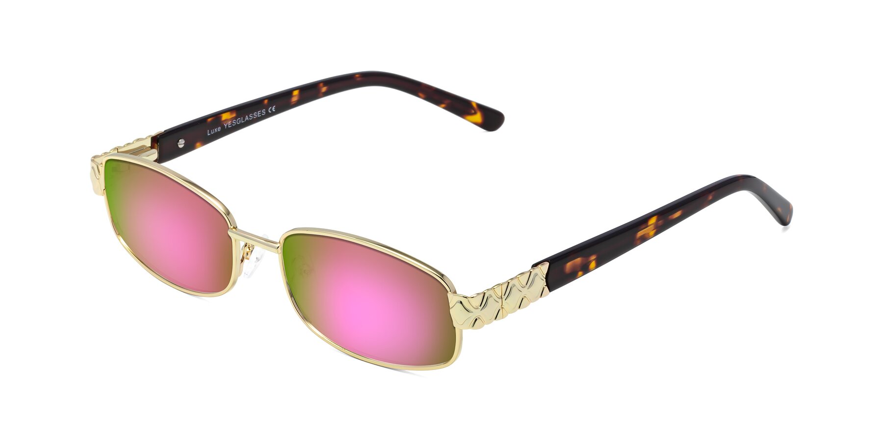 Angle of Luxe in Gold with Pink Mirrored Lenses