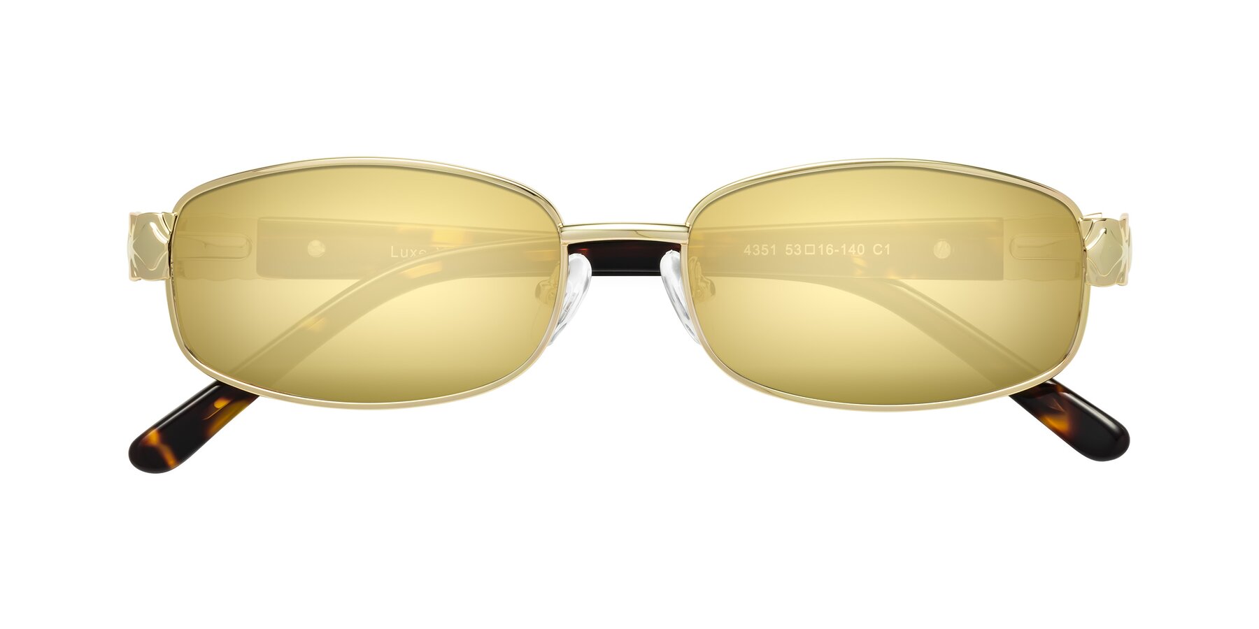 Folded Front of Luxe in Gold with Gold Mirrored Lenses