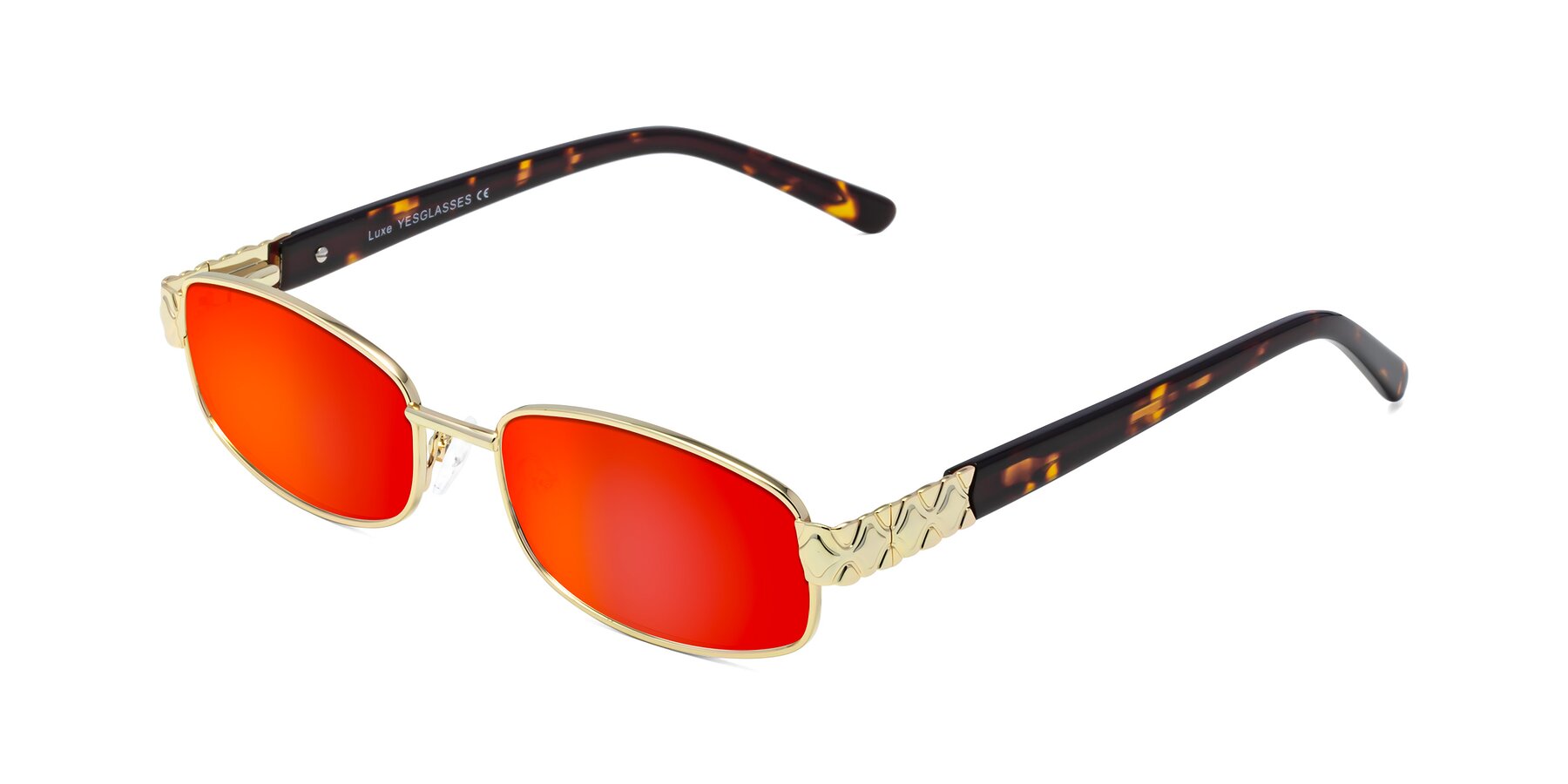 Angle of Luxe in Gold with Red Gold Mirrored Lenses