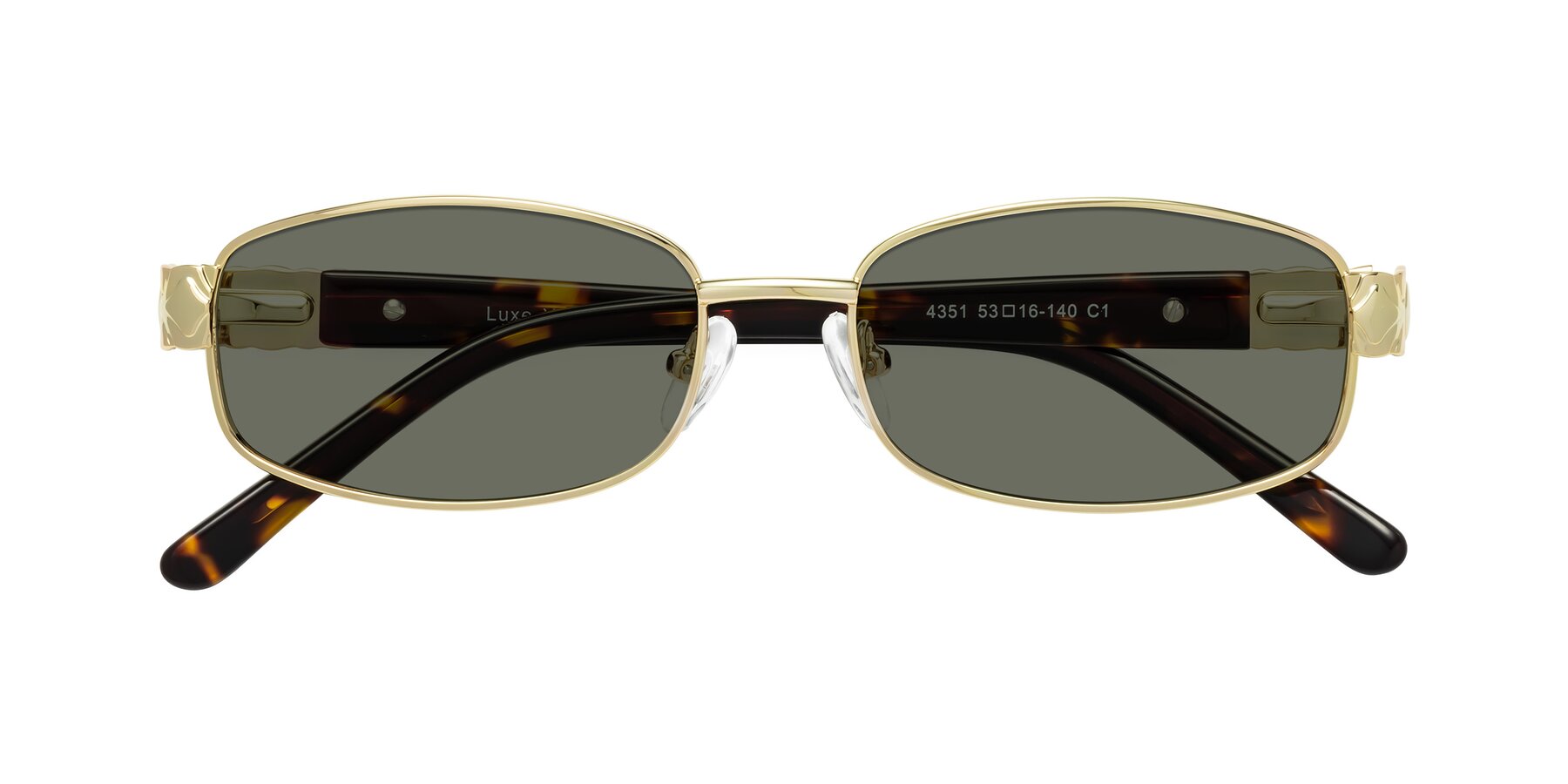 Folded Front of Luxe in Gold with Gray Polarized Lenses