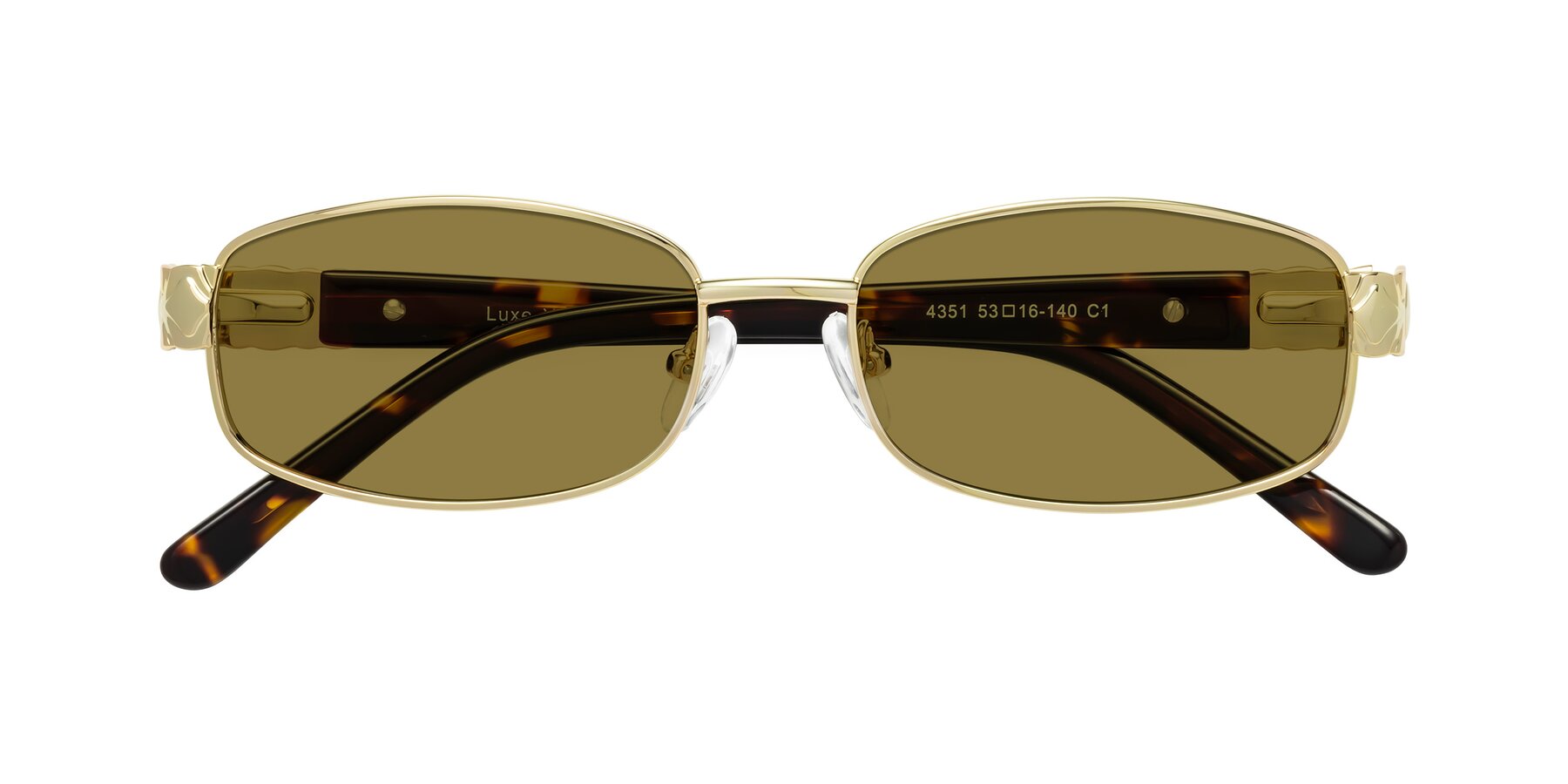 Folded Front of Luxe in Gold with Brown Polarized Lenses