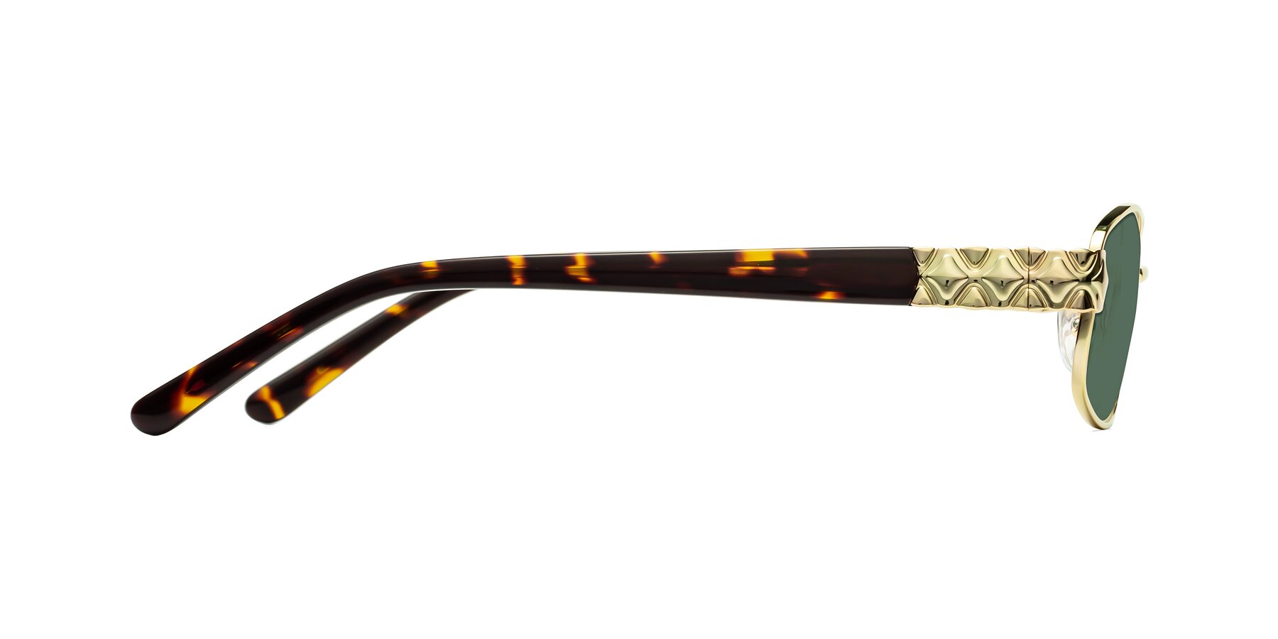 Side of Luxe in Gold with Green Polarized Lenses