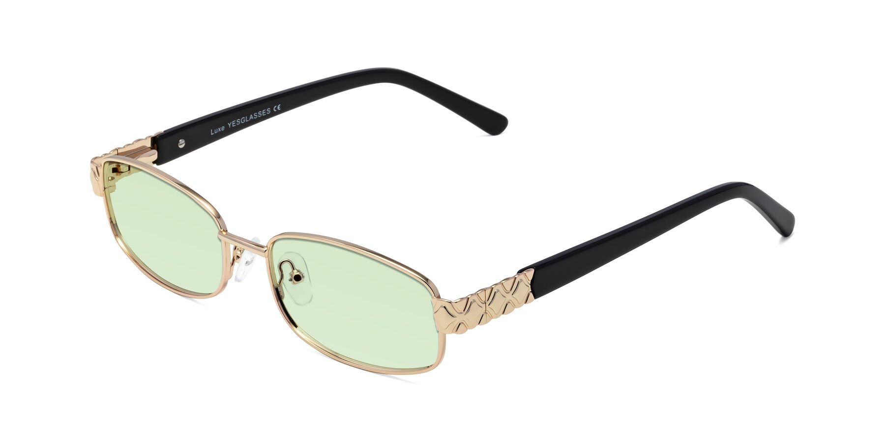 Angle of Luxe in Rose Gold with Light Green Tinted Lenses