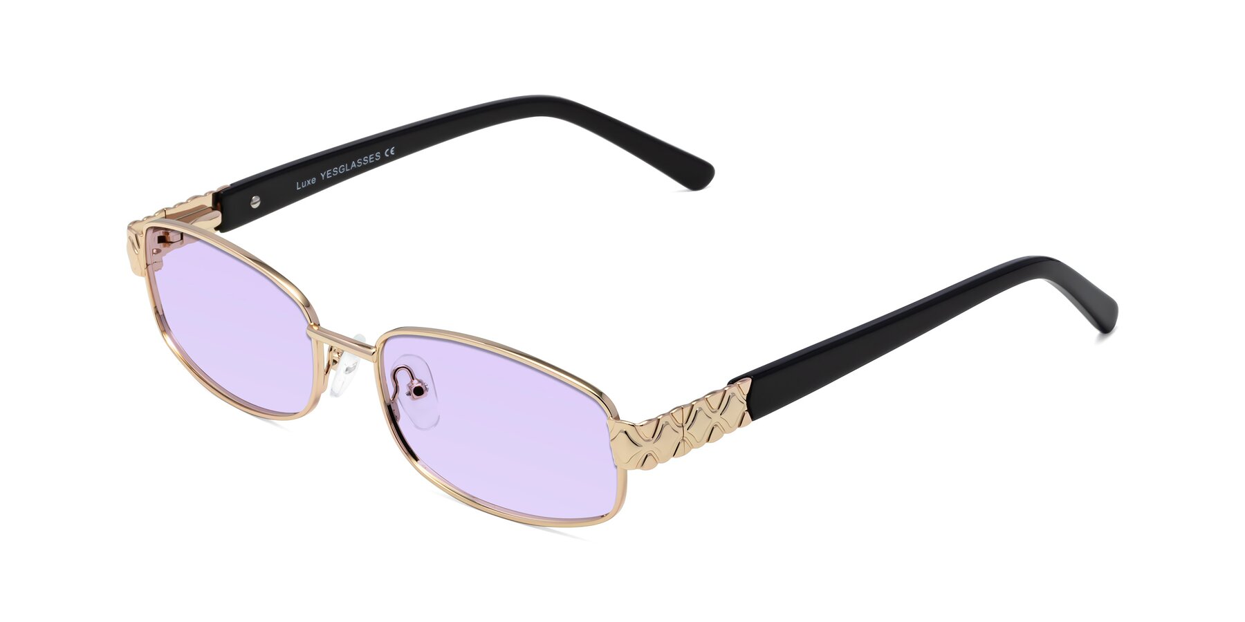 Angle of Luxe in Rose Gold with Light Purple Tinted Lenses