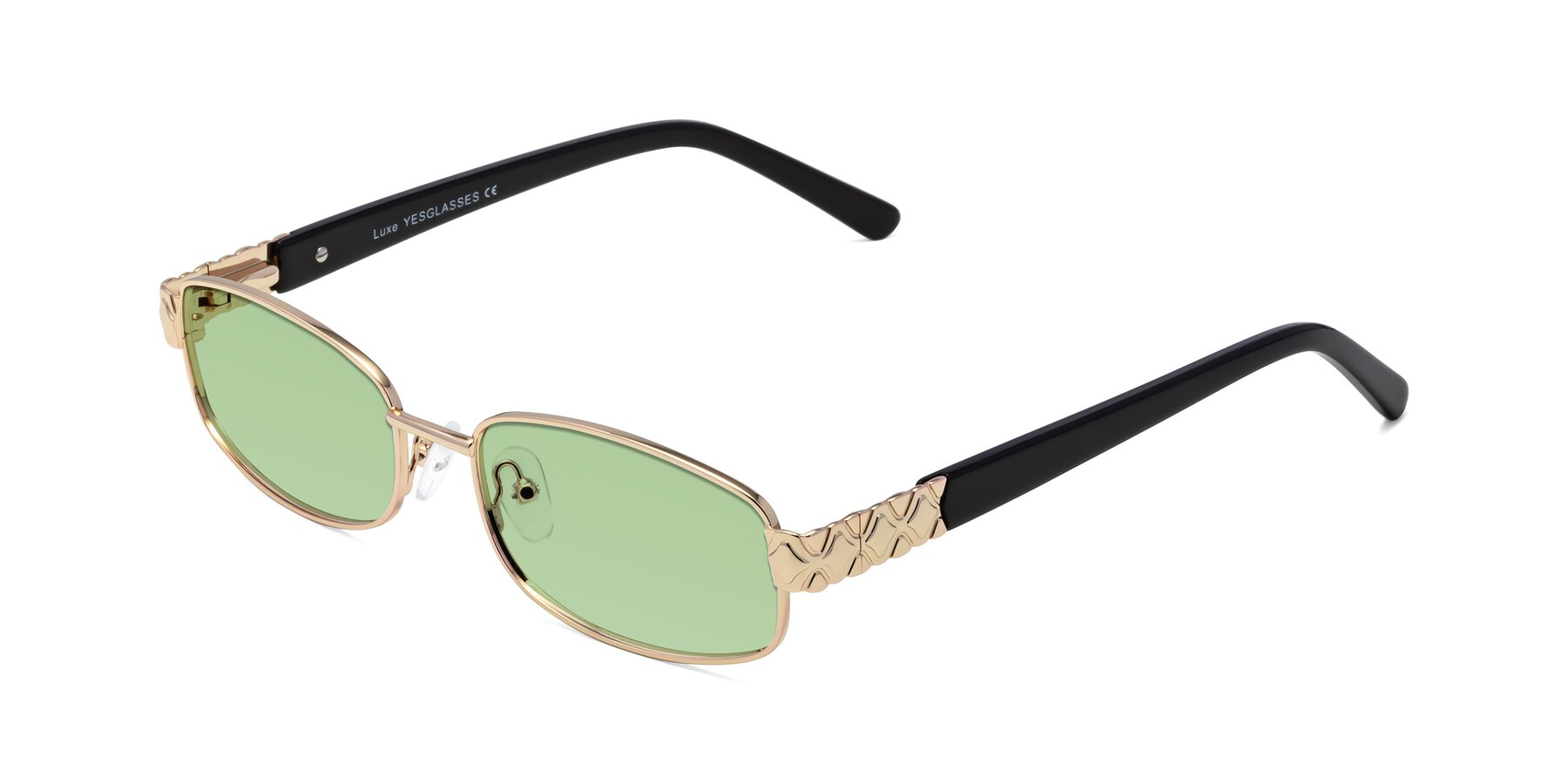 Angle of Luxe in Rose Gold with Medium Green Tinted Lenses