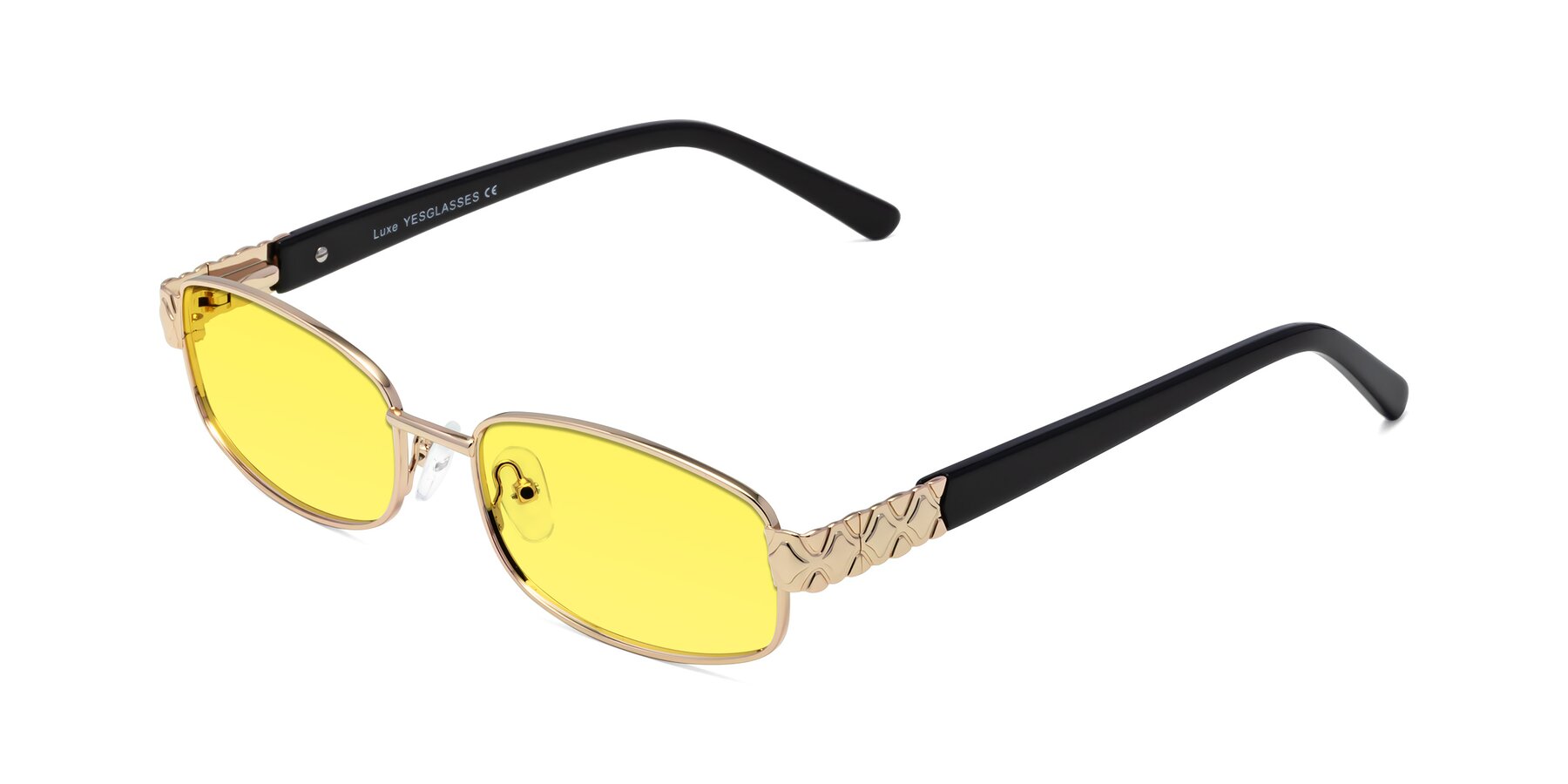 Angle of Luxe in Rose Gold with Medium Yellow Tinted Lenses
