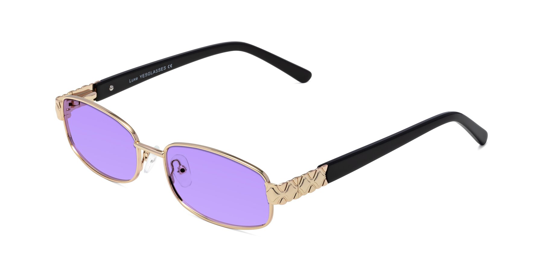 Angle of Luxe in Rose Gold with Medium Purple Tinted Lenses