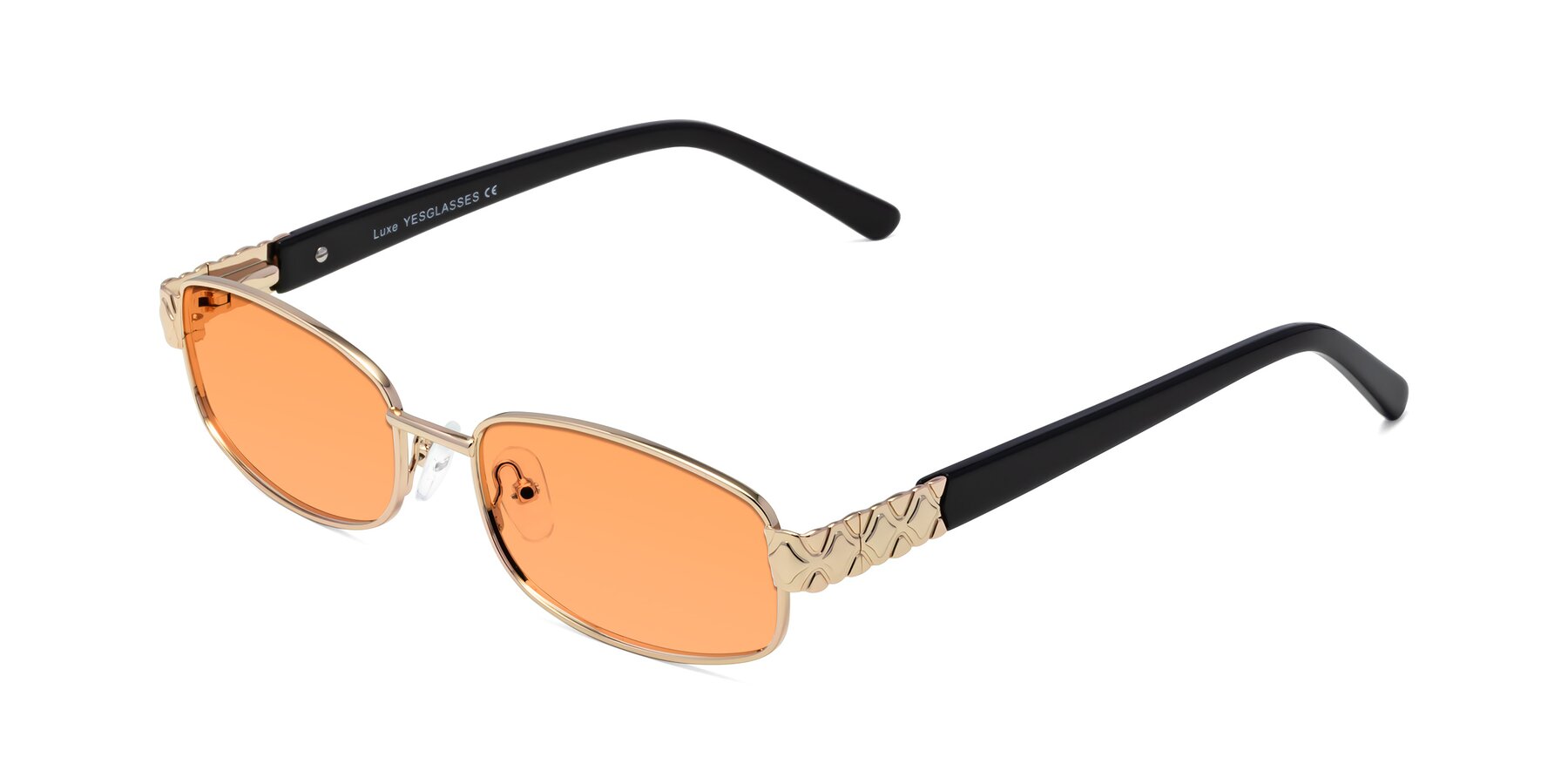 Angle of Luxe in Rose Gold with Medium Orange Tinted Lenses
