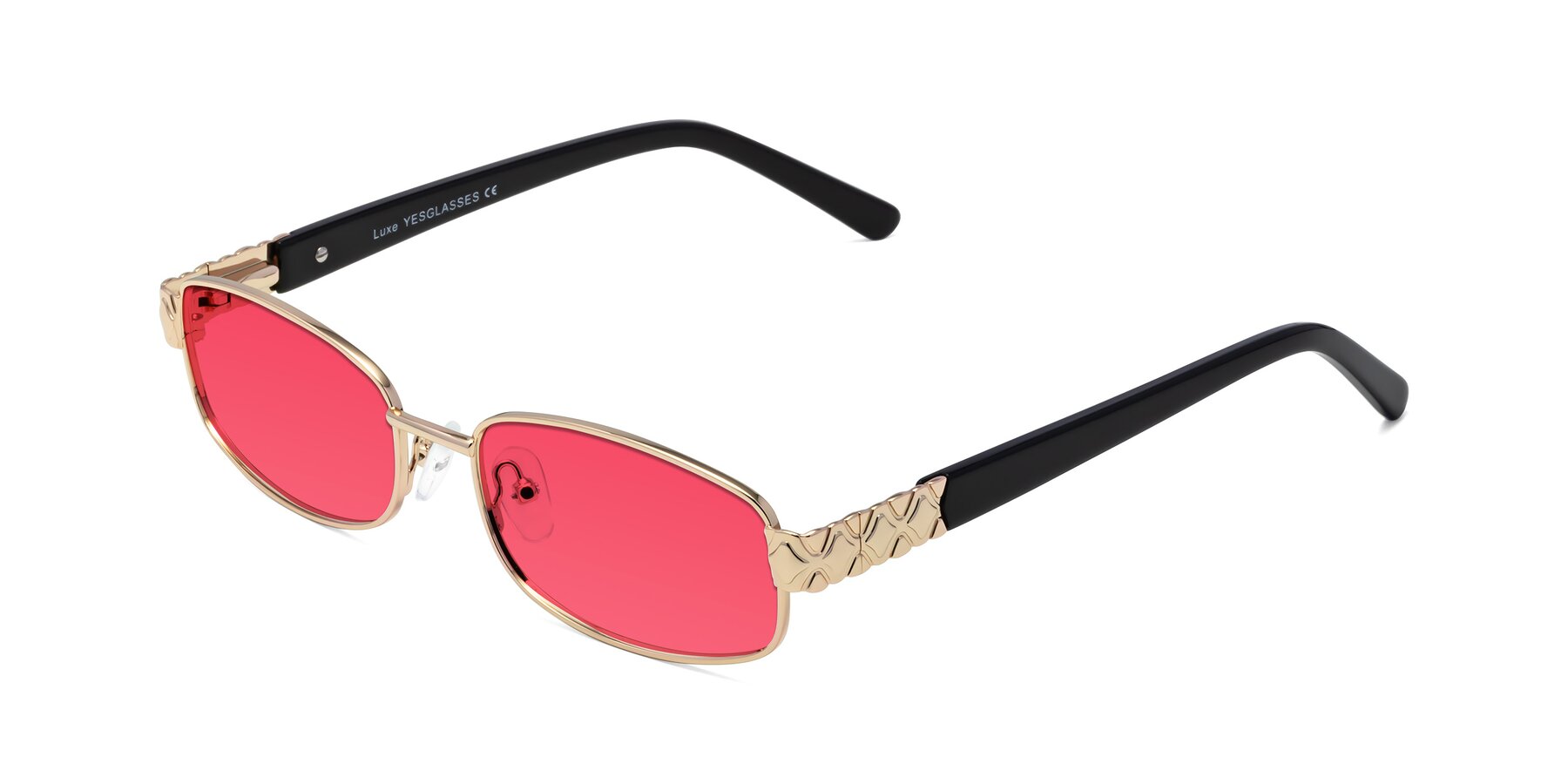 Angle of Luxe in Rose Gold with Red Tinted Lenses