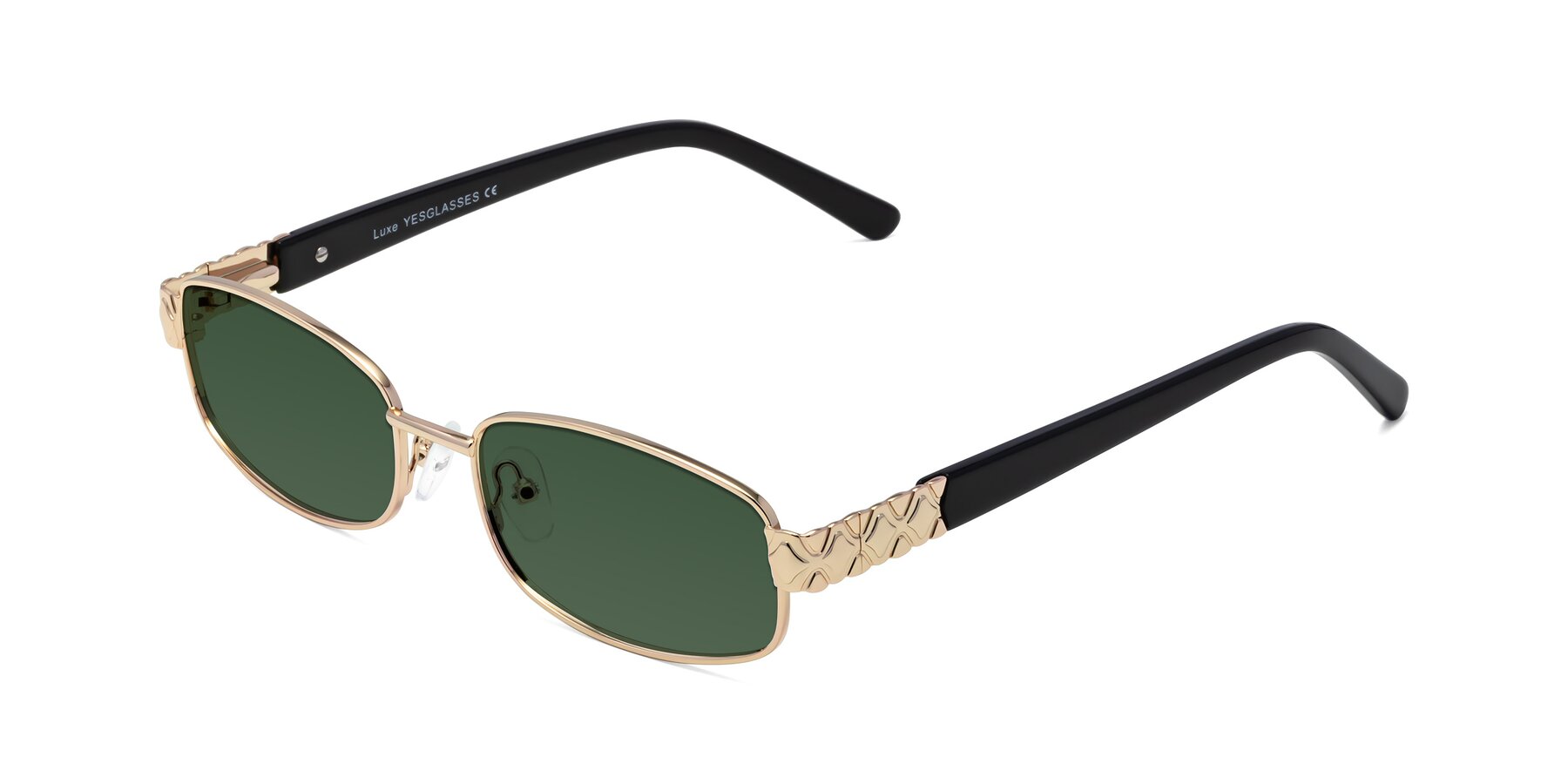 Angle of Luxe in Rose Gold with Green Tinted Lenses