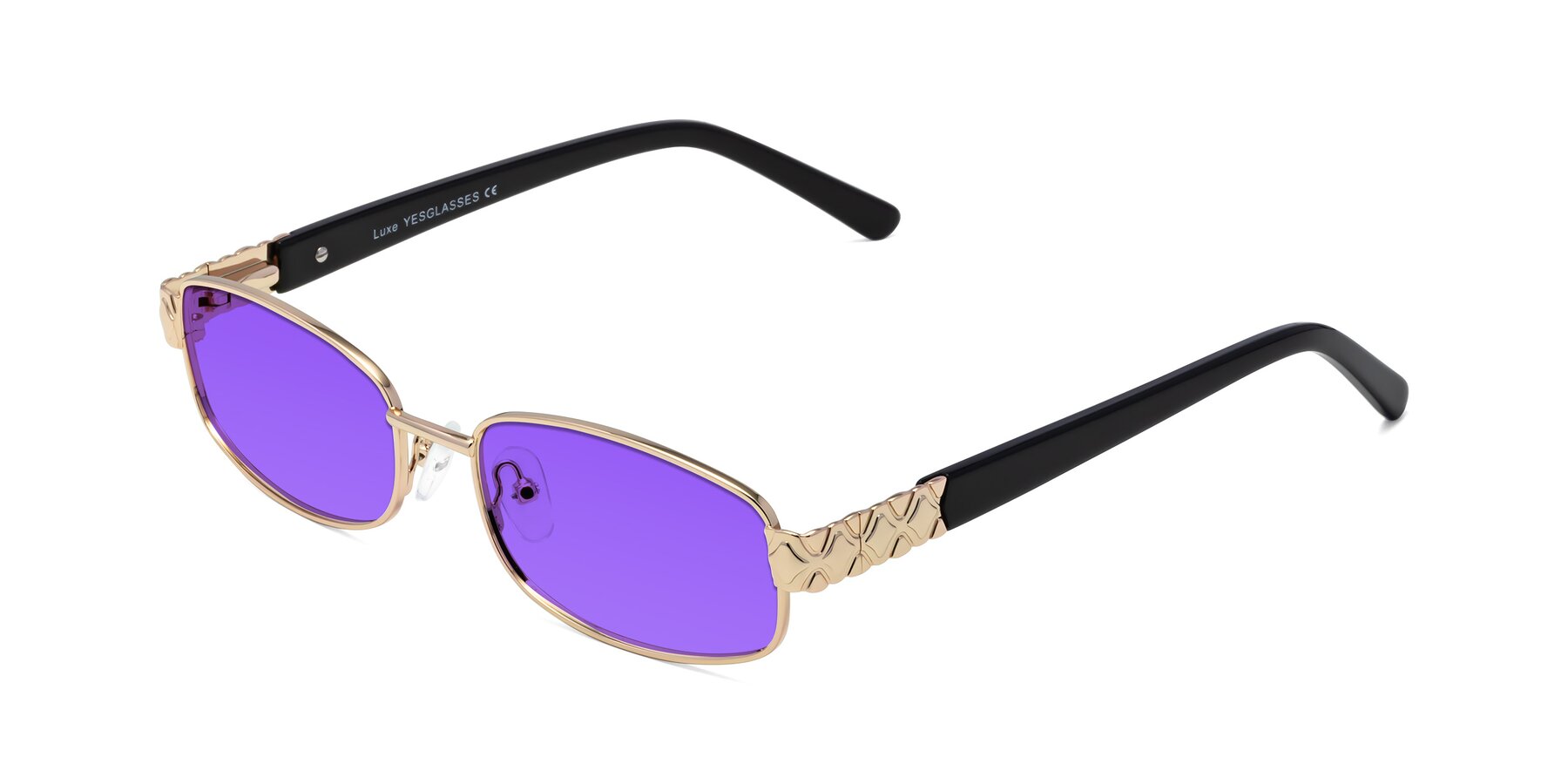 Angle of Luxe in Rose Gold with Purple Tinted Lenses